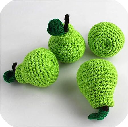 1ピースかぎ針編みベイグッズ 柔らかい環境に優しいあみぐるみ果物 野菜のおもちゃ 新生児ギフト かわいいプレイ食品ぬいぐるみ113 緑梨 おもちゃ おもちゃ