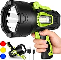 ALSTU Rechargeable Spotlight 99,000 Lumens Super Bright LED Flashlight, 10,000mAh Battery, Waterproof IPX6, Tripod for Camping & Outdoors