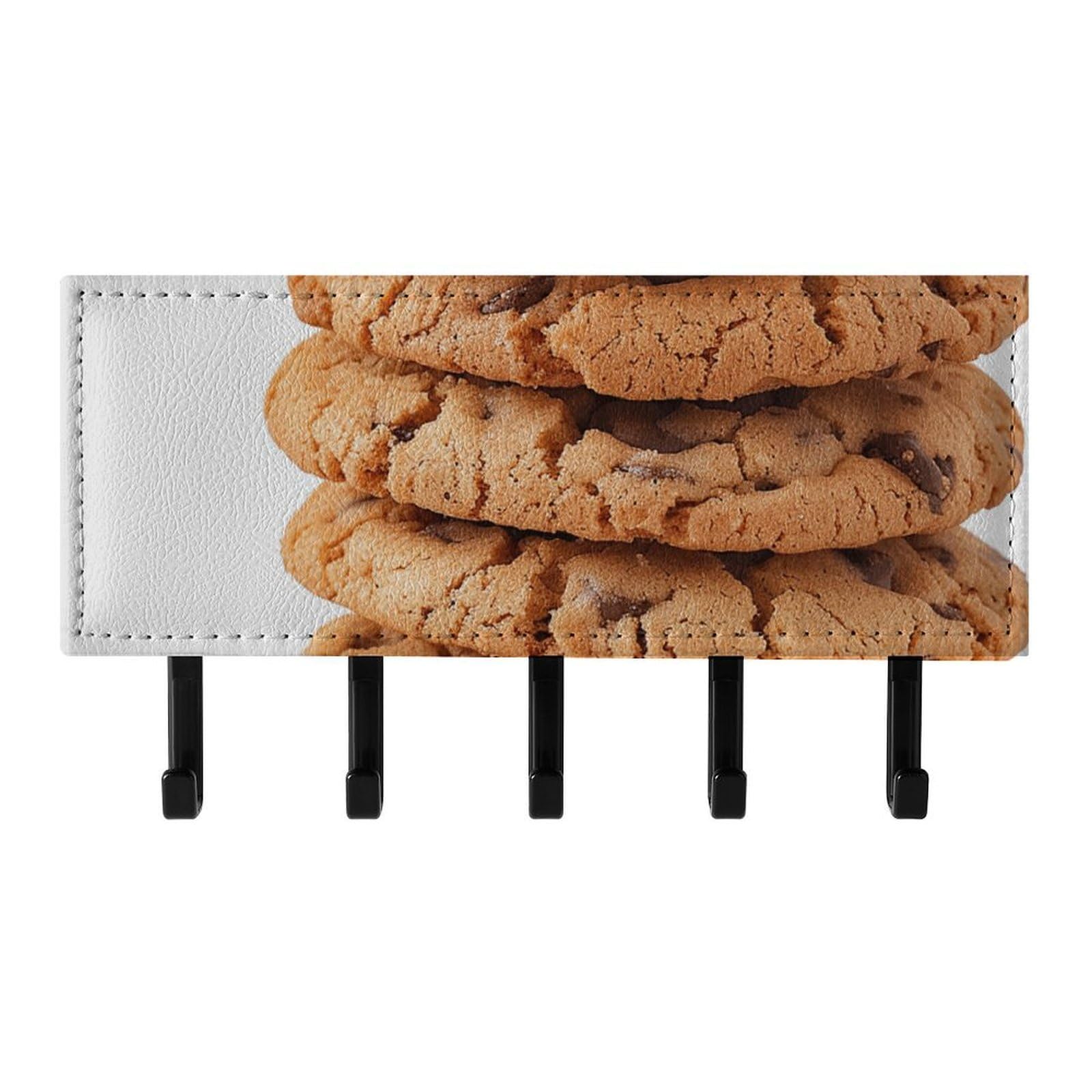 QMNLKH Biscuit Wall Mounted Key Rack for Home, No Drilling Key Holder with 5 Hooks, Self Adhesive Keys Chain Organizer for Hallway, Keys Hanger Shelf for Office, Doorway Black