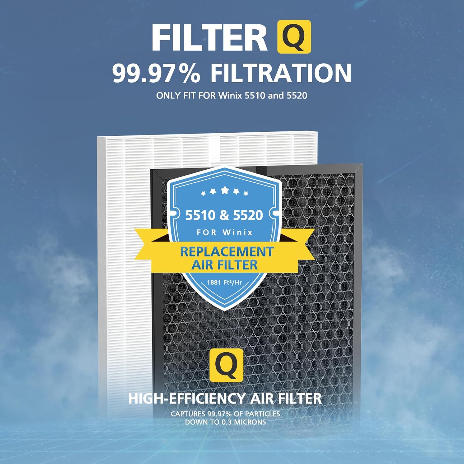 2 Sets 5510 5520 Filter Q For WINIX 5510 5520 Air Purifier Filter Replacement 1712-0123-00 For Large Room 1882 Ft²/Hr 2 Middle & 2 Activated Carbon Filters Captures Pet Dander Smoke Dust Pollen - Image 7