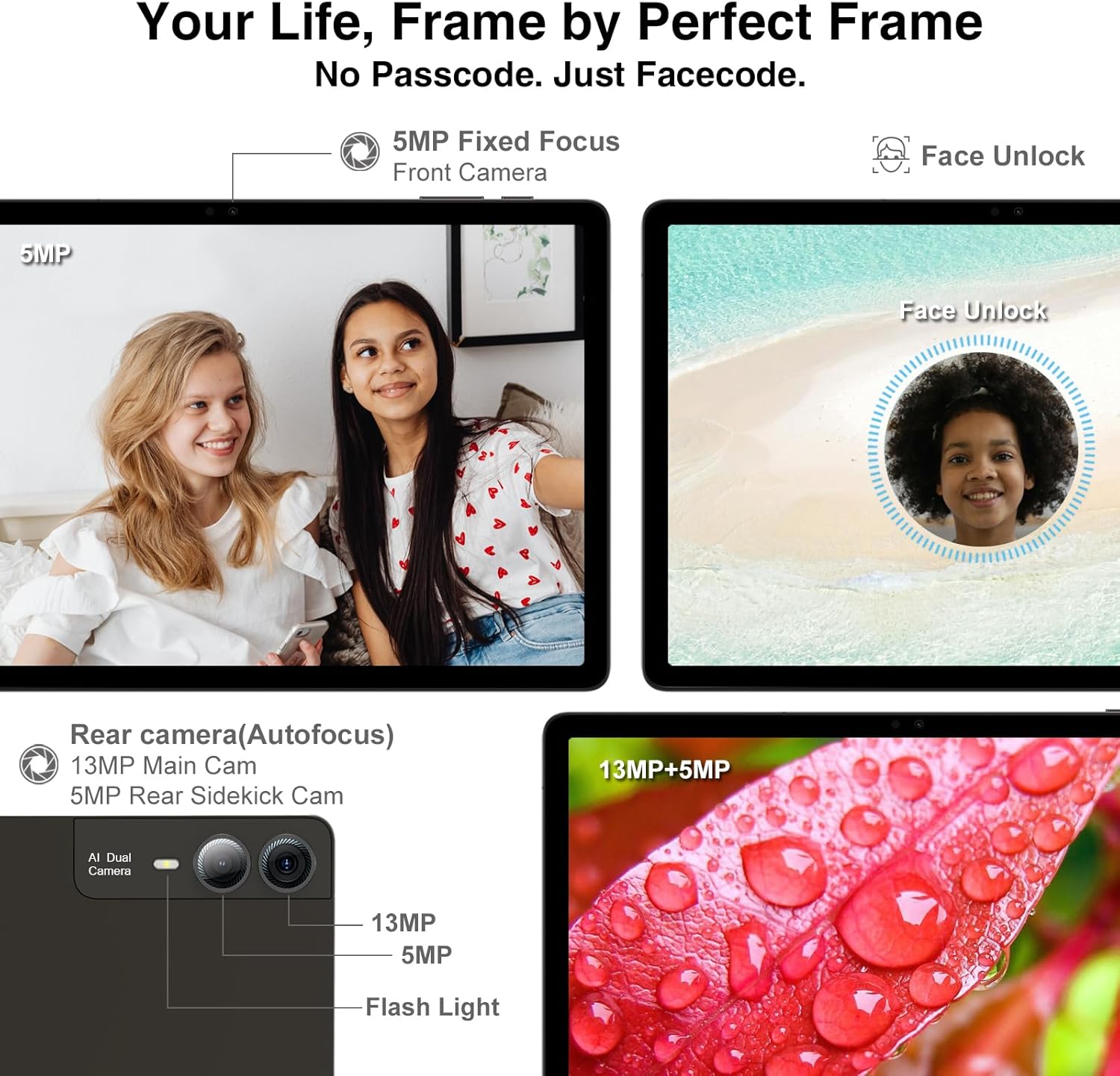 2026 Latest 11 inch Android Tablet, 18GB RAM 128GB ROM, 1TB Expandable, 2K Display, T616 Octa-Core, 13MP+5MP+5MP Camera, 9000mAh Battery, GPS, Face ID, Quad Speakers, Tablet with Keyboard and Pen