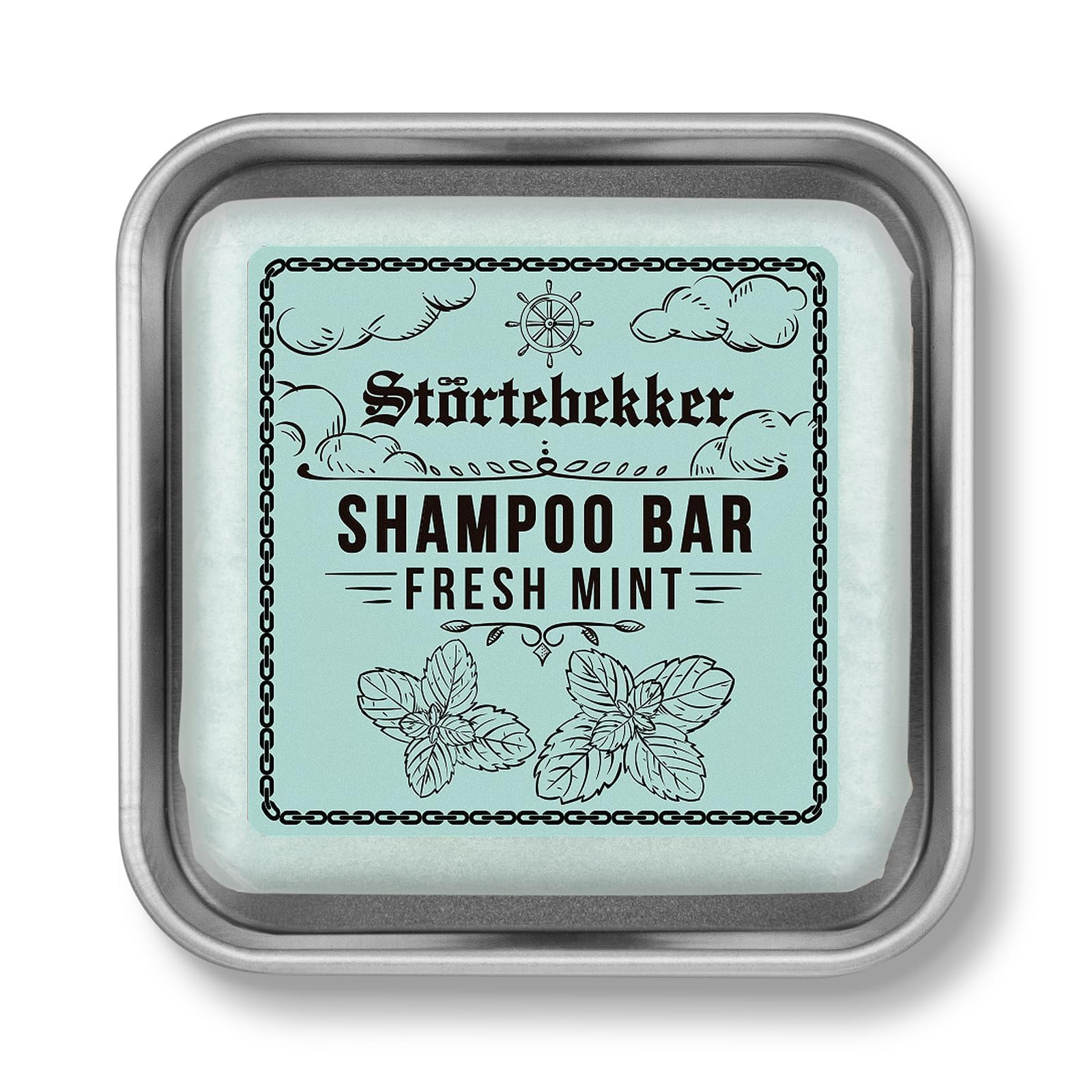 Störtebekker Champú Premium Bar Fresh Mint (6 unidades) – Champú sólido para hombre y mujer – Jabón de ducha 3 en 1 para hombres, para cabello, cuero cabelludo y barba, champú hidratante, vegano