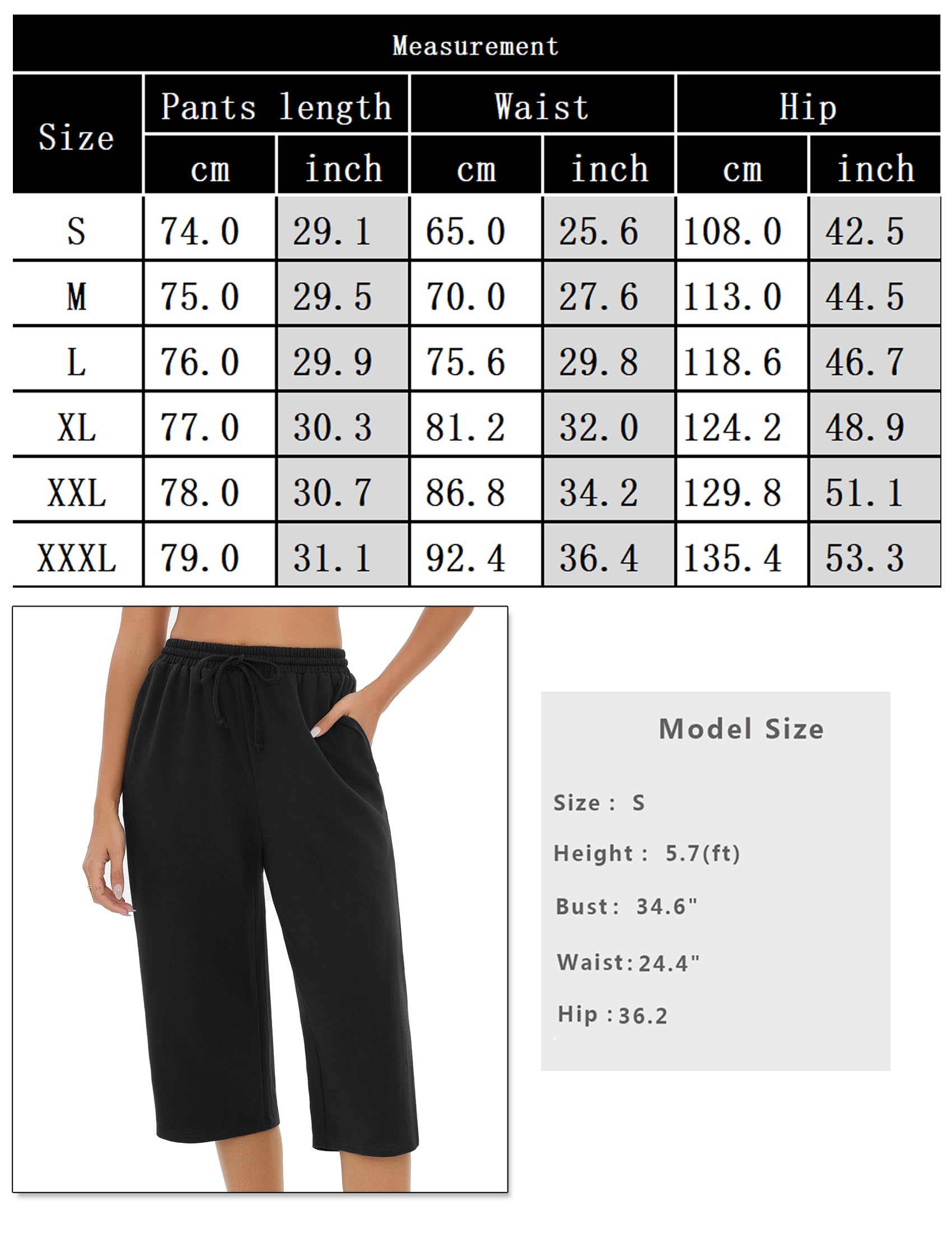 Demegimi Pantaloni 3/4 da Donna in Cotone Pantaloni Sportivi Donna a Vita Alta con Tasche Pantaloni Jogger Leggeri con Coulisse per Jogging Fitness Sport Yoga