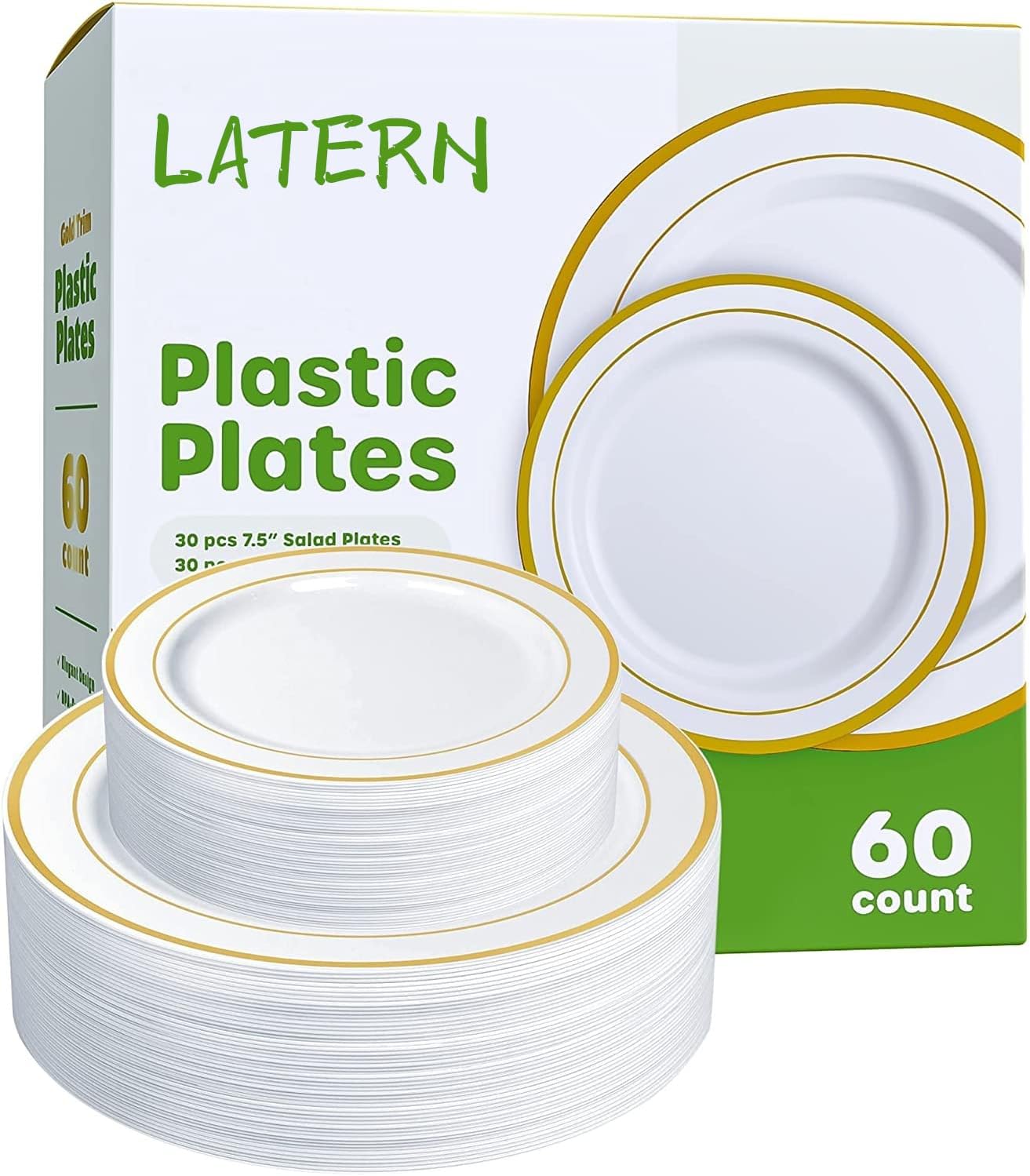 YXC.NAWAGUDO 25 Assiettes En Plastique, Assiettes Réutilisables à Bord