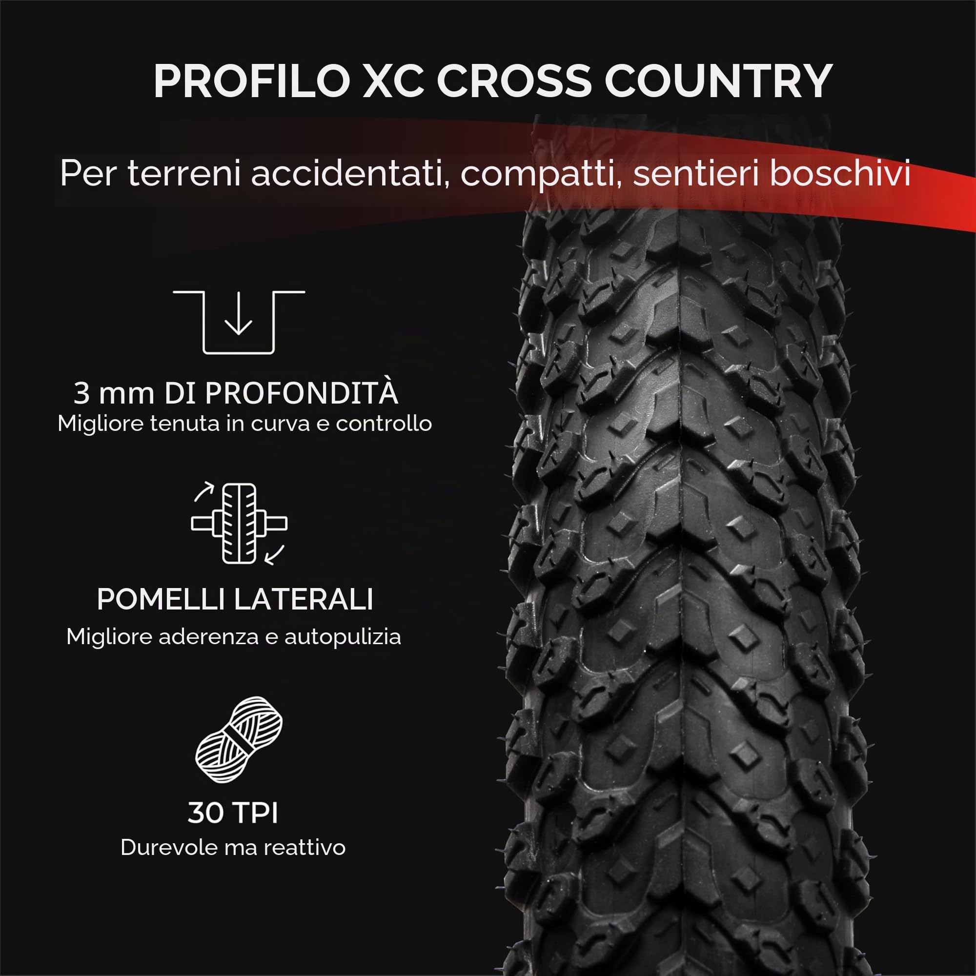 Fincci Copertoni MTB 26 x 2.1 Pollici 57-559 Set Coppia Pieghevole Pneumatici bici 26 con 2x Cameras d Aria Valvola Interna Presta per Mountain Bike, Bici Corsa, Bicicletta Elettrica - Confezione da 2