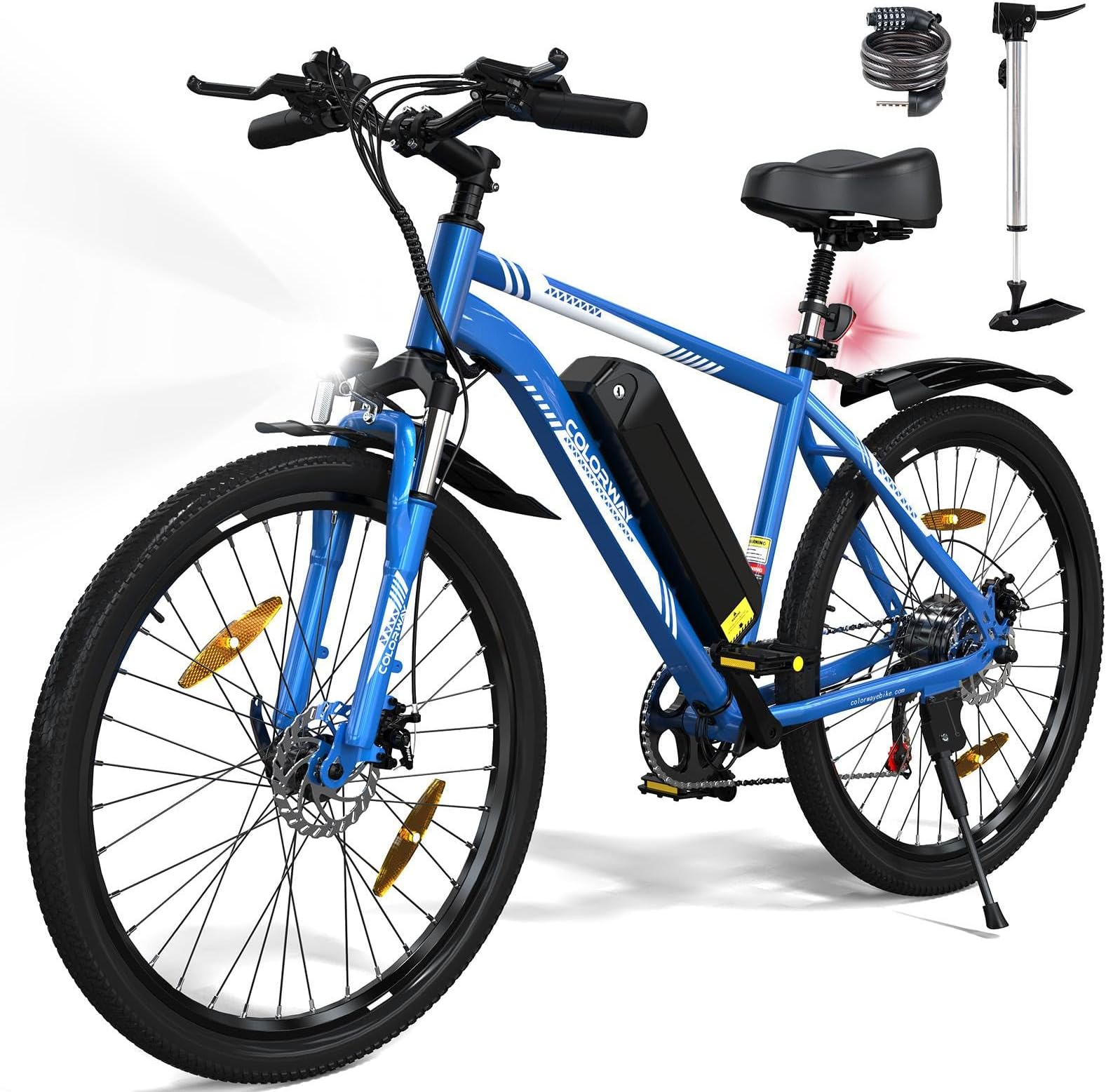 COLORWAY Electric Bike for Adults, 26" Mountain Bike, Electric Bicycle Commute EBike with 36V 15Ah Removable Battery, LCD Display, Dual Disc Brake,Range up to 45-100km,with mudguard.