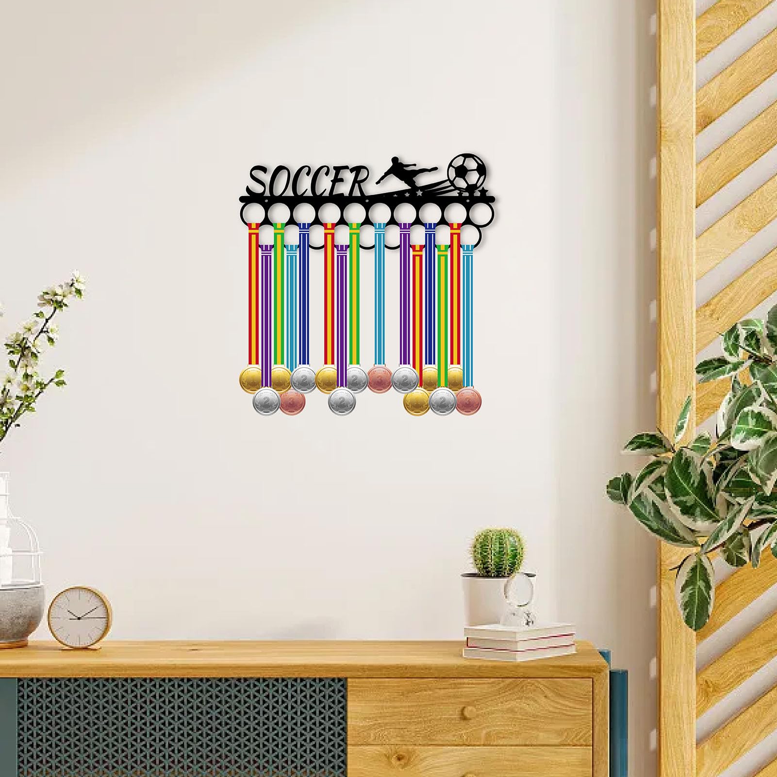Porta Medaglie Calcio In Metallo Per Parete - Supporto Per 40+ Medaglie, Regalo Per Atleti E Giocatori - Foto 6