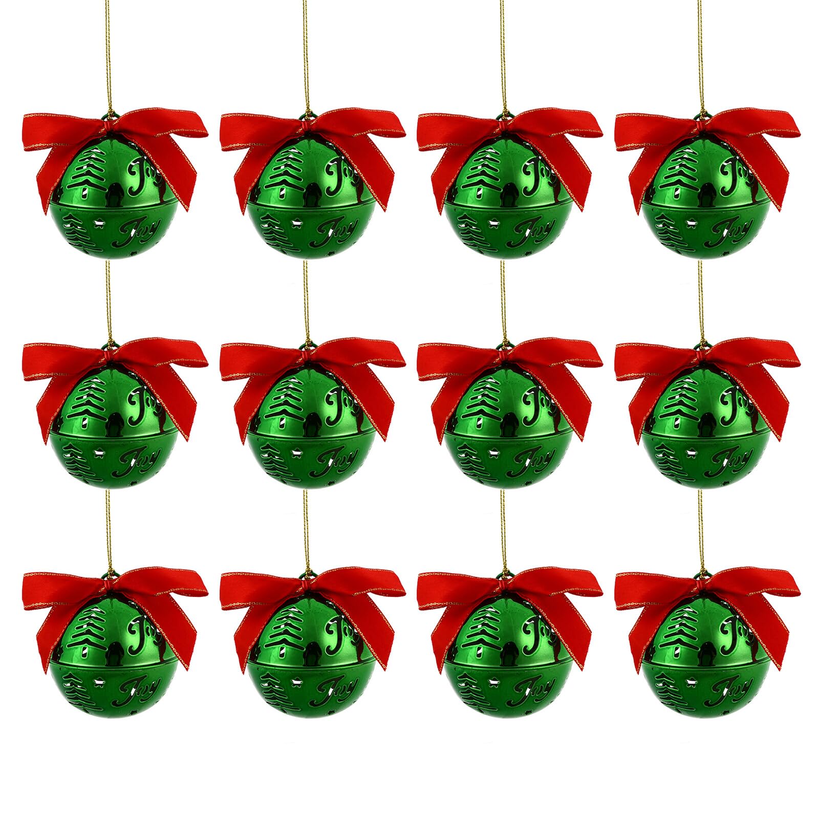 Hemobllo Decorazioni da Appendere Albero di Natale 12 Pezzi Campanelle Verdi in Metallo Ornamenti Appesi per Casa Ufficio Bar e Hotel Atmosfera Natalizia