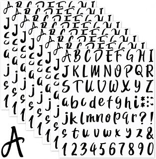 Outus 576 Pcs 8 Sheets Letters Stickers Vinyl, Black, 1 Inch