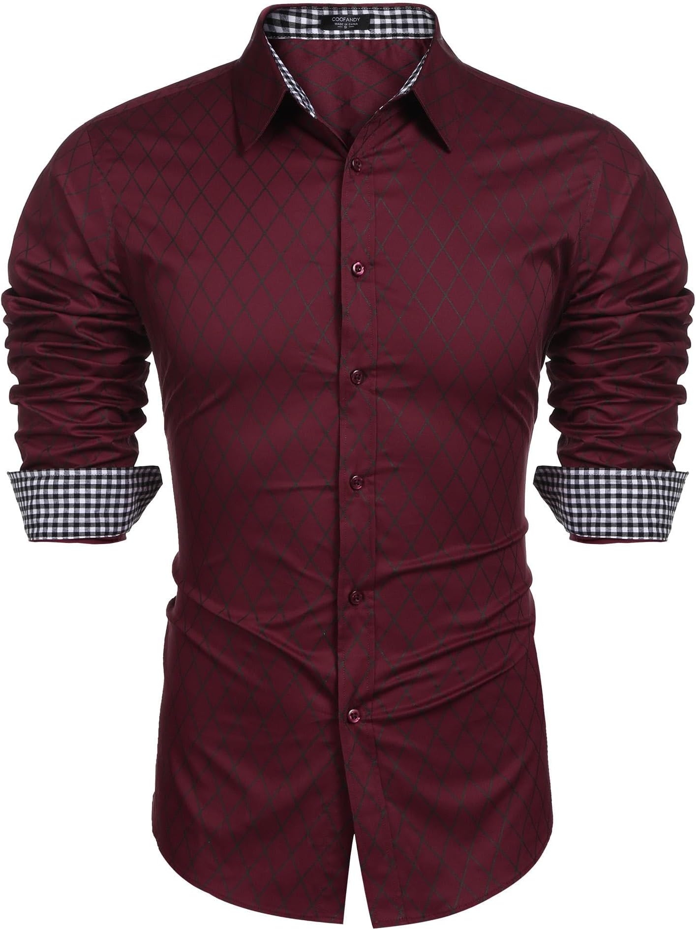 Men's Dress Shirt Long Sleeve Casual Button Down Shirt Wrinkle Free Formal Business Shirts