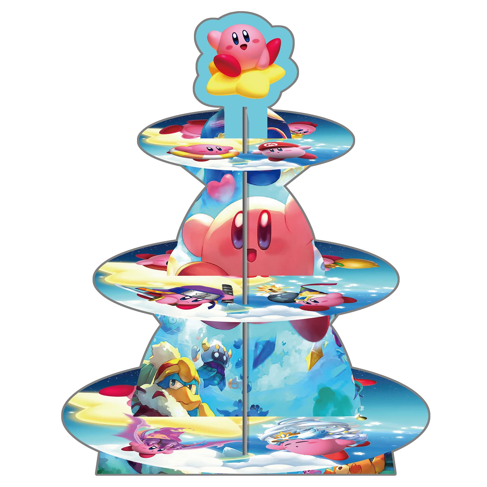 Pink Star Cupcake Stand, Pink-Star Birthday Party Supplies, Cute Star Theme Birthday Decorations, 3-Tier Dessert Stand for Kids Birthday Party Baby Shower