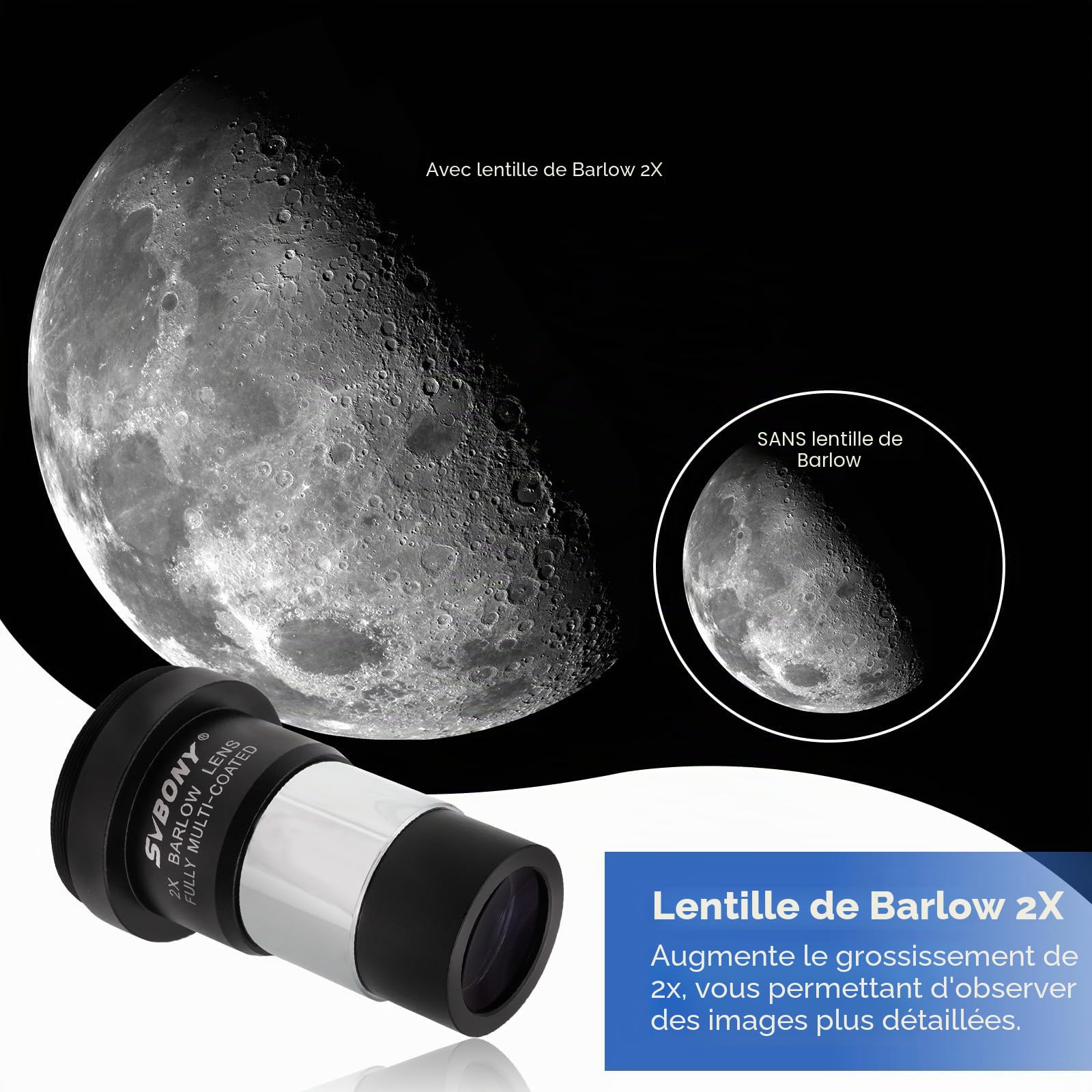 Svbony SV233 Oculaire Télescope Astronomique Kit, PLOSSL 6 mm, 17 mm Oculaire, 2X Lentille de Barlow, Lunaire, ND4, 82 A Couleur Filtre, Un Sac Portable, pour L'observation des Planètes