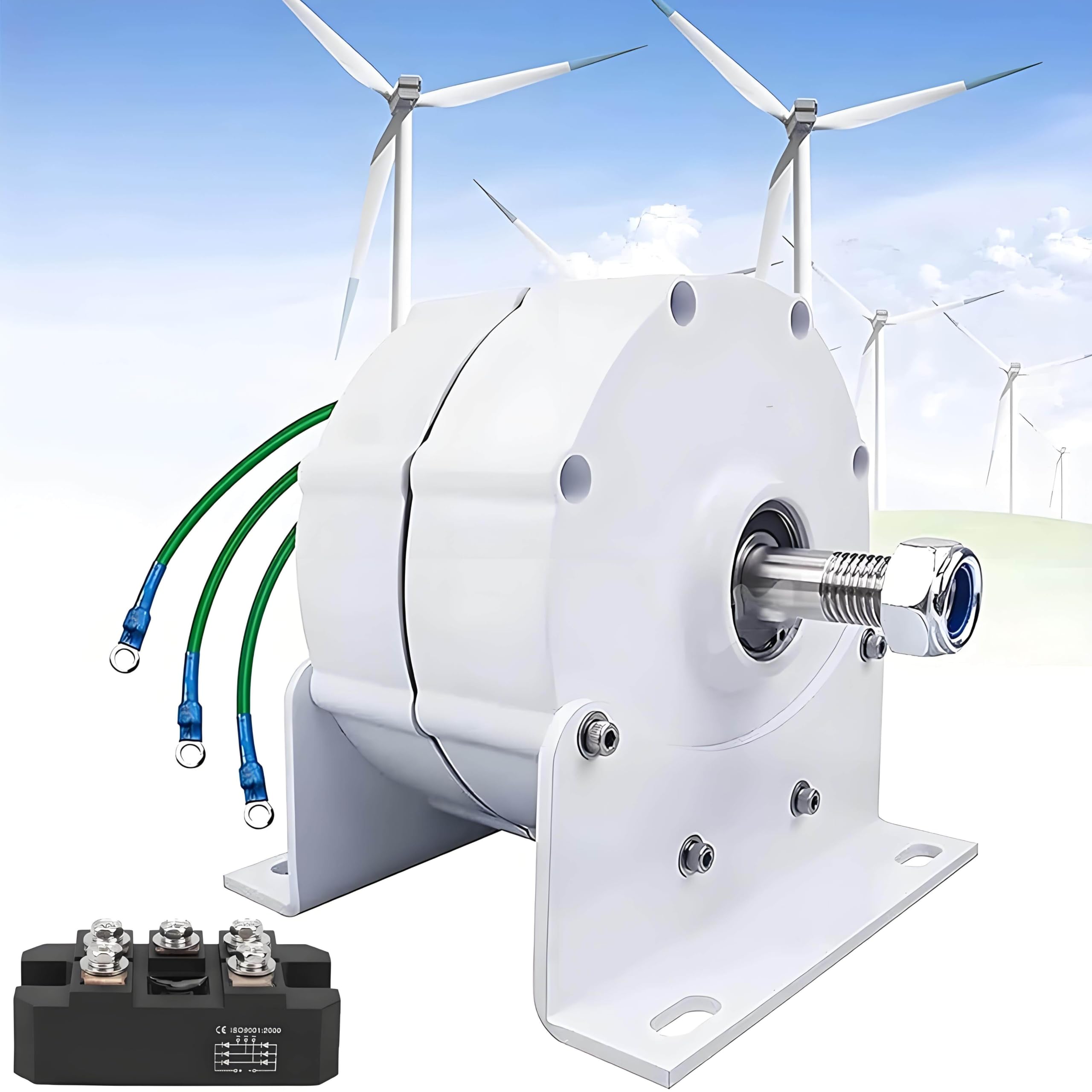 Trójfazowy silnik synchroniczny prądu przemiennego o mocy 12000 W, generator z magnesami trwałymi, bezprzekładniowy silnik elektryczny z magnesami trwałymi o niskiej prędkości obrotowej 48V