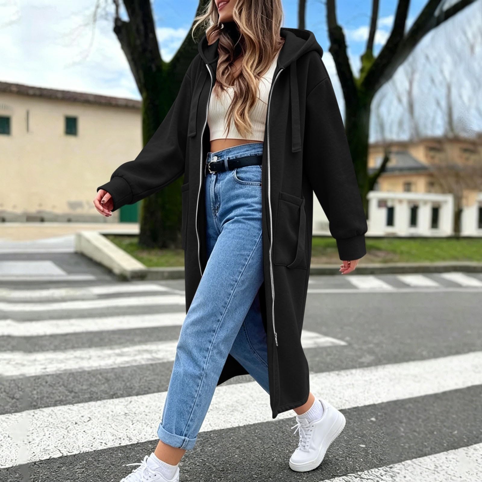 Sudaderas Con Capucha Para Mujer,Sudadera Femenina Con Cremallera Integral Mangas Largas Tejido Ligero DiseñO Casual Deportivo Bolsillos Laterales Ideal Para Entrenamientos Al Libre Ajuste Holgado