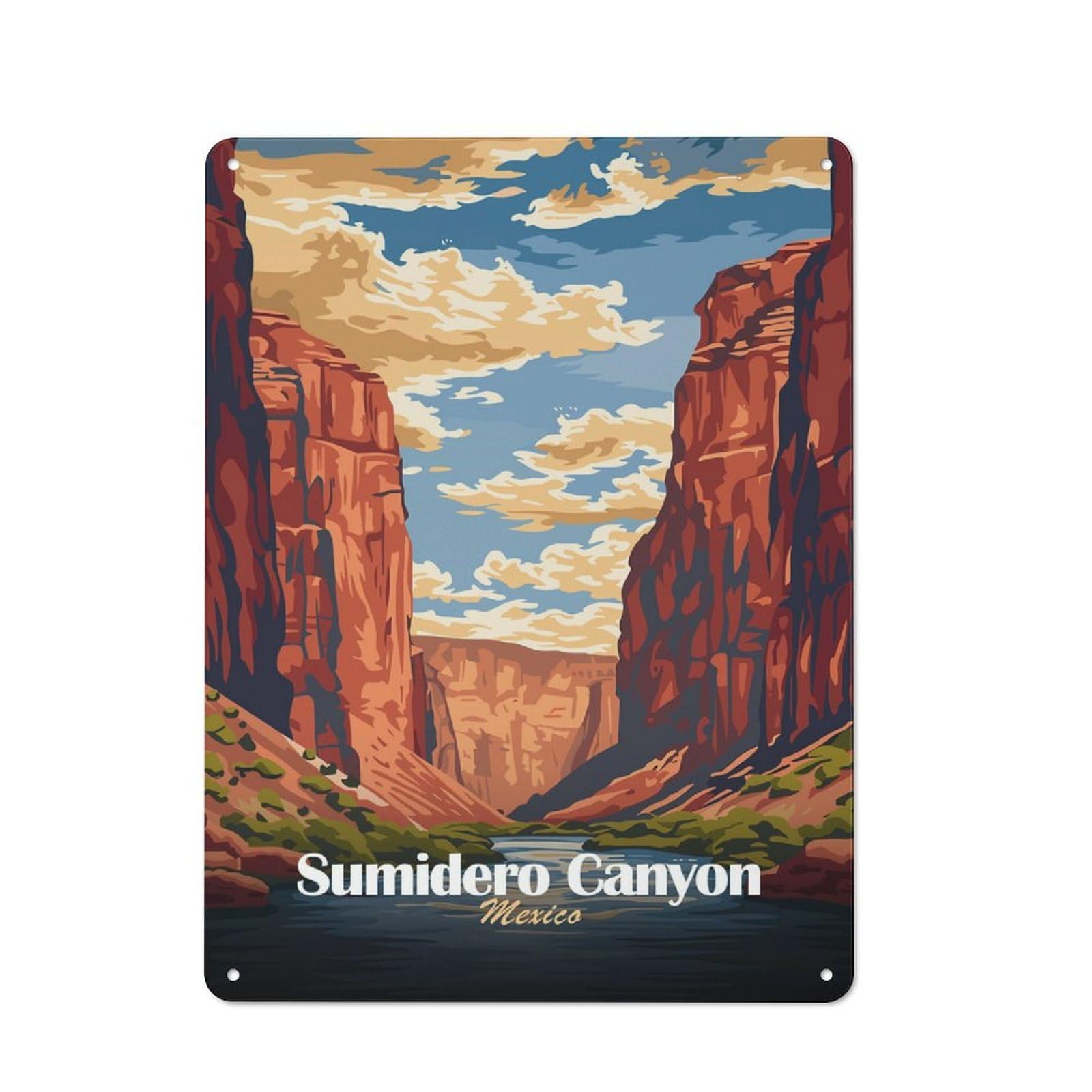 Junmoney Style-24 Sumidero Canyon, Mexico Travel Rustic Metal Sign 40X30cm For Pub Or Café, For Collectors Of Rustic Metal Wall Decor