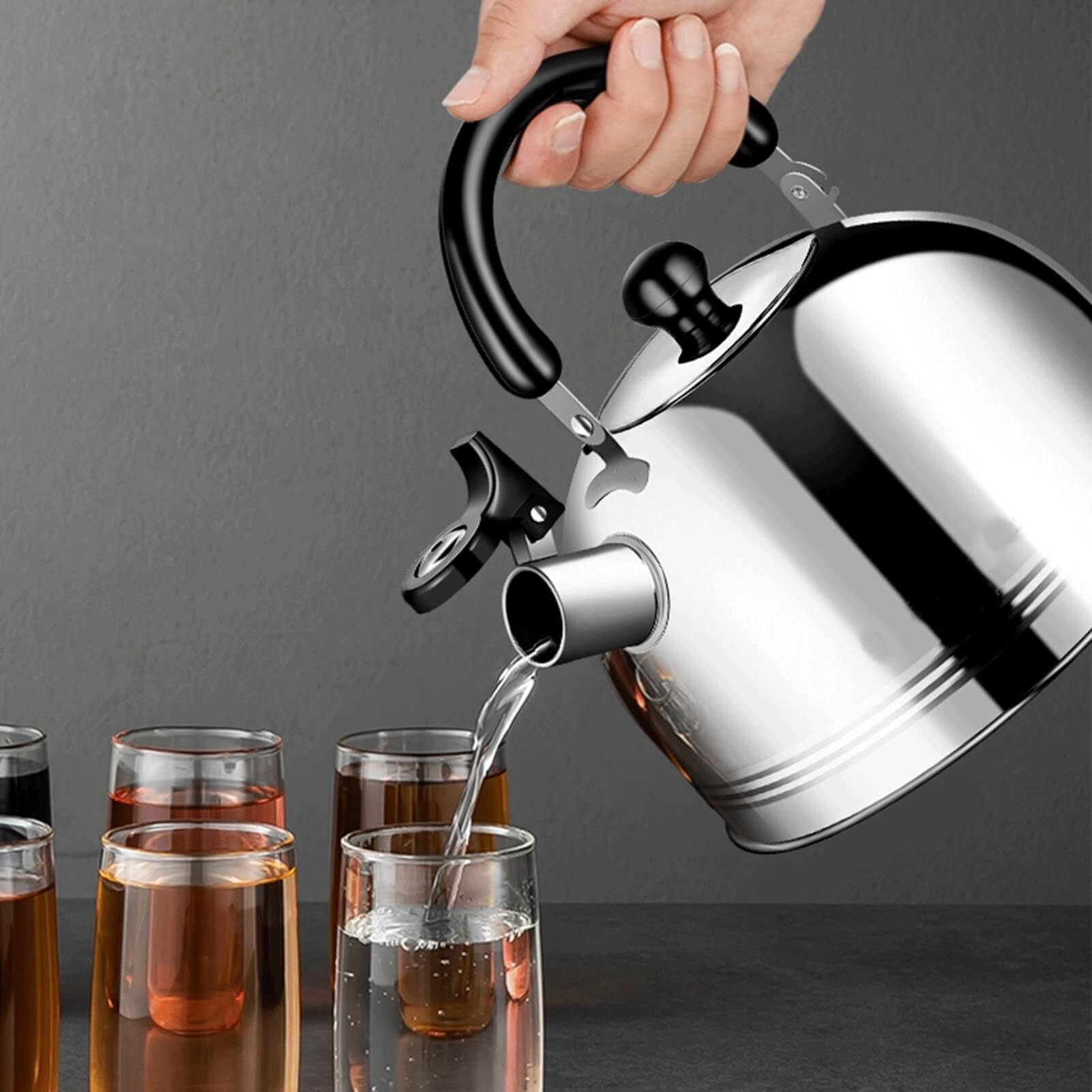 Hervidor Silbante Premium - Acero Inox 304 con Mango Ergonómico, Adaptable a Inducción, Gas, Eléctrico & Cerámica(3L)
