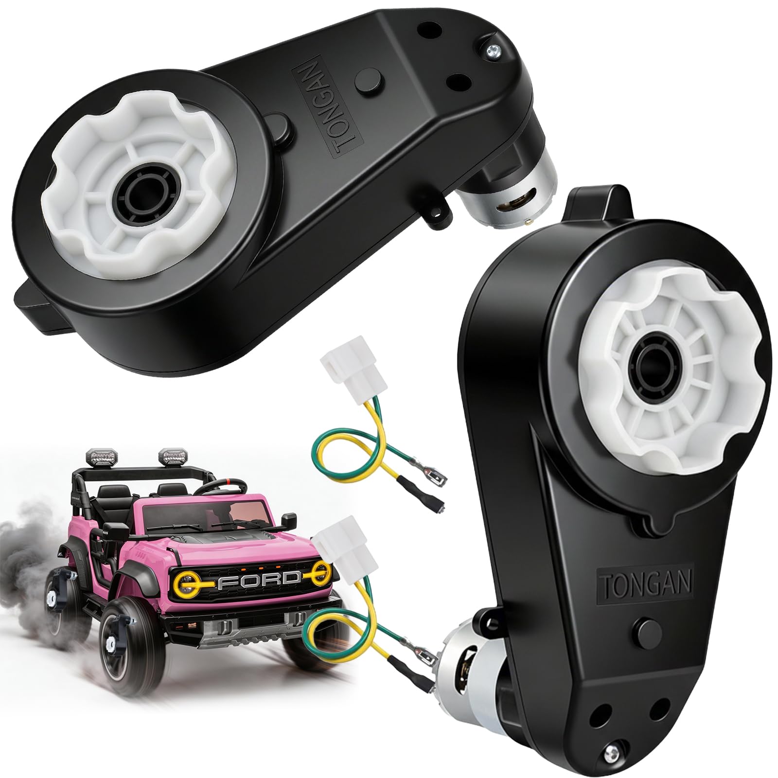 24V Motor Gearbox Replacement for Ride On Toys - 2 PCS RS555 High Speed 40000RPM Upgrade Kit