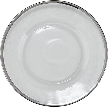 Split P Metallic Rim Glass Salad Plate Set of 4, Silver