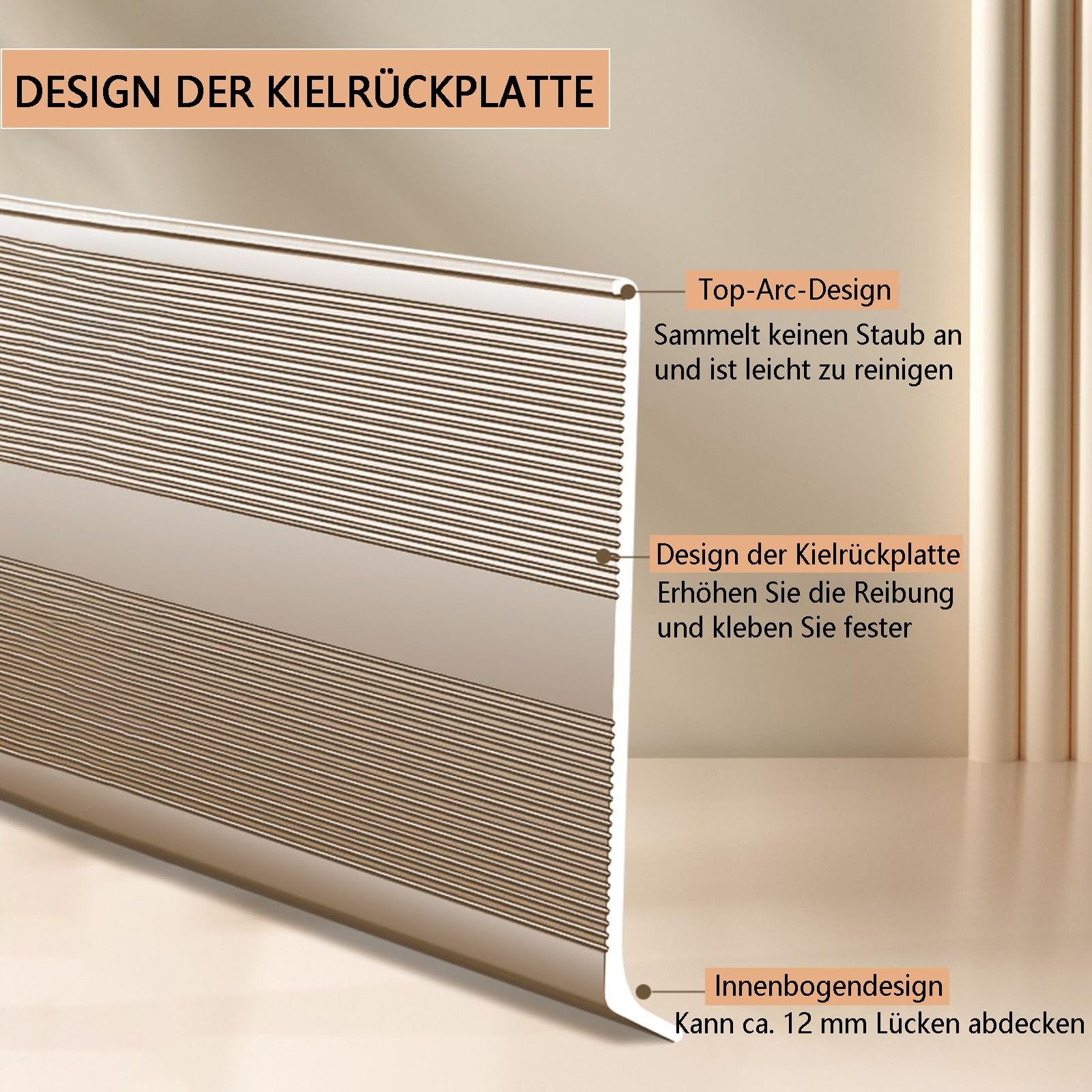 Zócalo para Piso 125 Cm* 2 Piezas Borde Y Moldura para Pisos Laminados Acabado Pared Y Piso Fácil Instalación Ideal para Decoración del Hogar Y Oficina(White,Height:40mm)