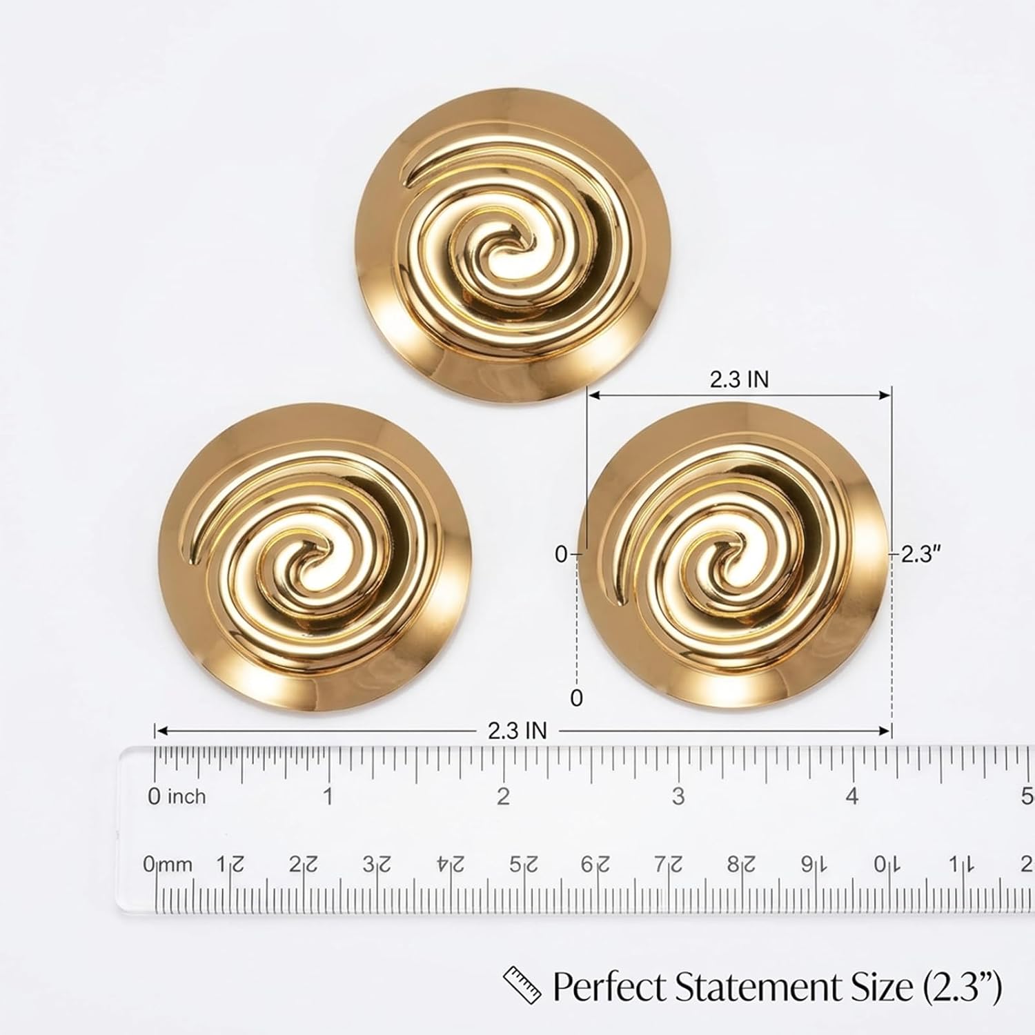 3 PCS Gold-Tone Spiral Brooch Pins, Greek Goddess Costume Accessories