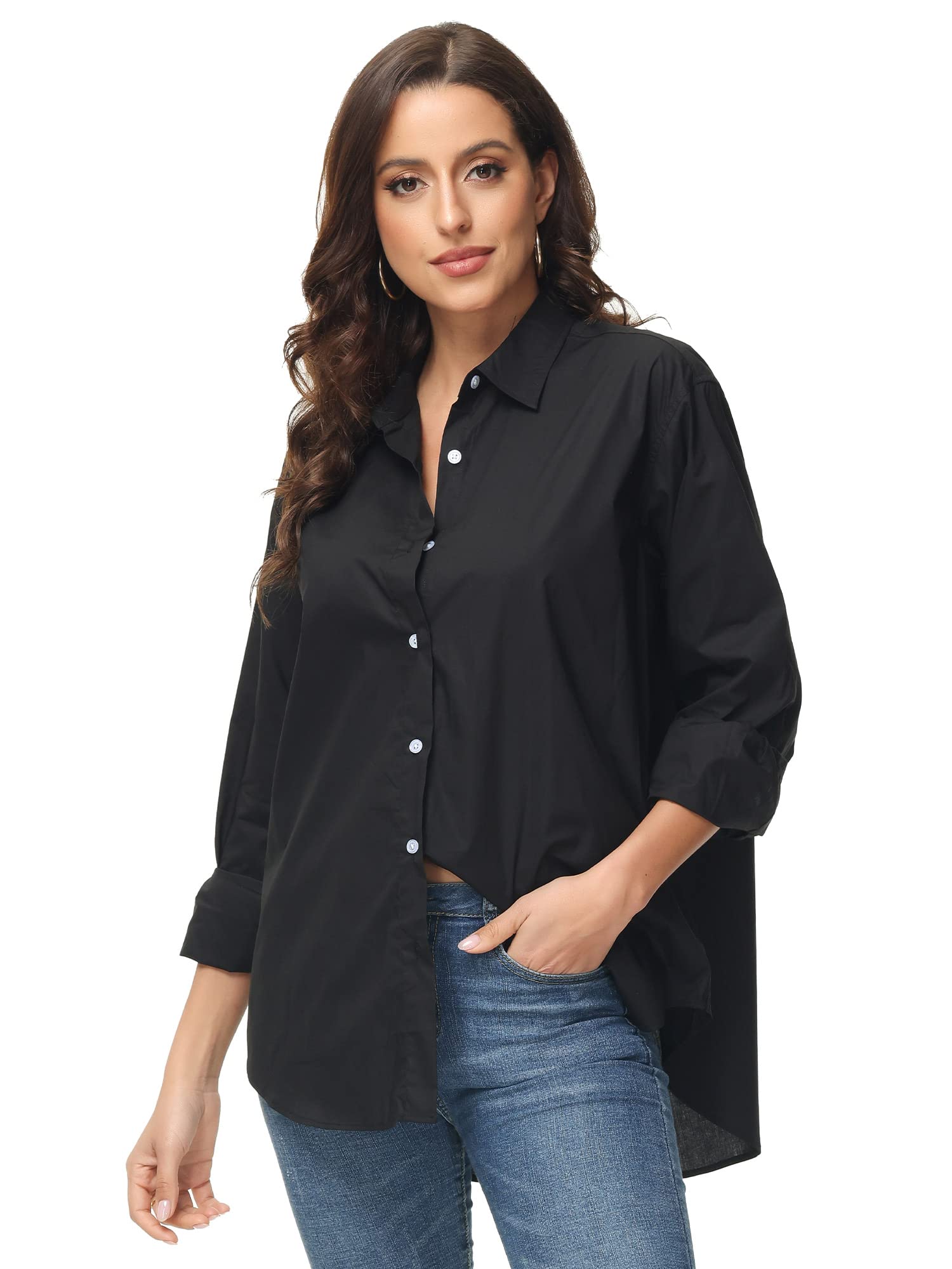 MCEDAR Women's Oversized Button Down Shirts Casual Plus Size Boyfriend