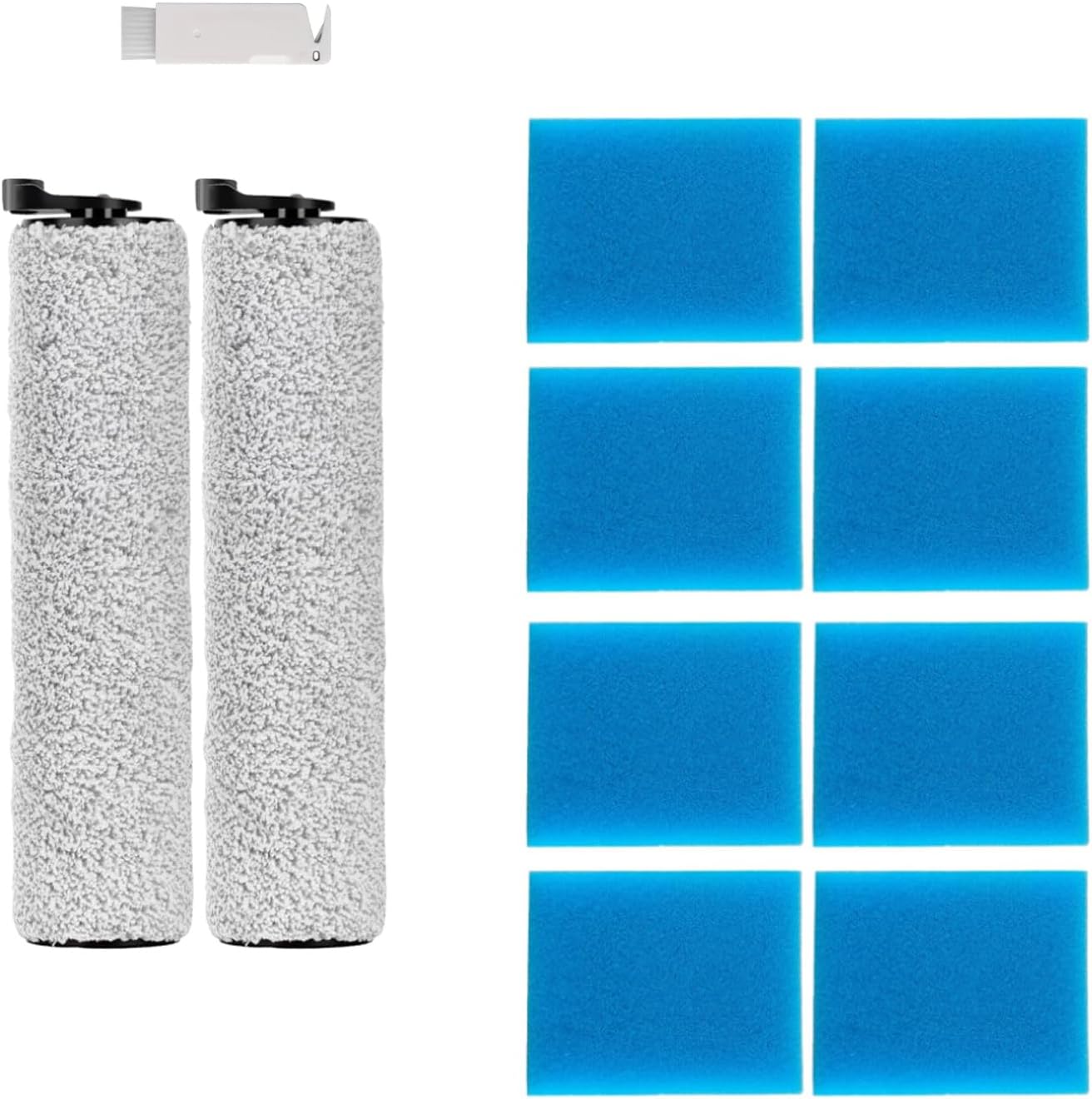 Replacement HEPA Filter Roller Brush Compatible with Tineco iFloor 3/ Floor One S3/ iFloor 2, Cordless Vacuum Cleaner Accessory - 2 Roller Brush, 8 Pre-Filter Foam, 1 Clean Tool