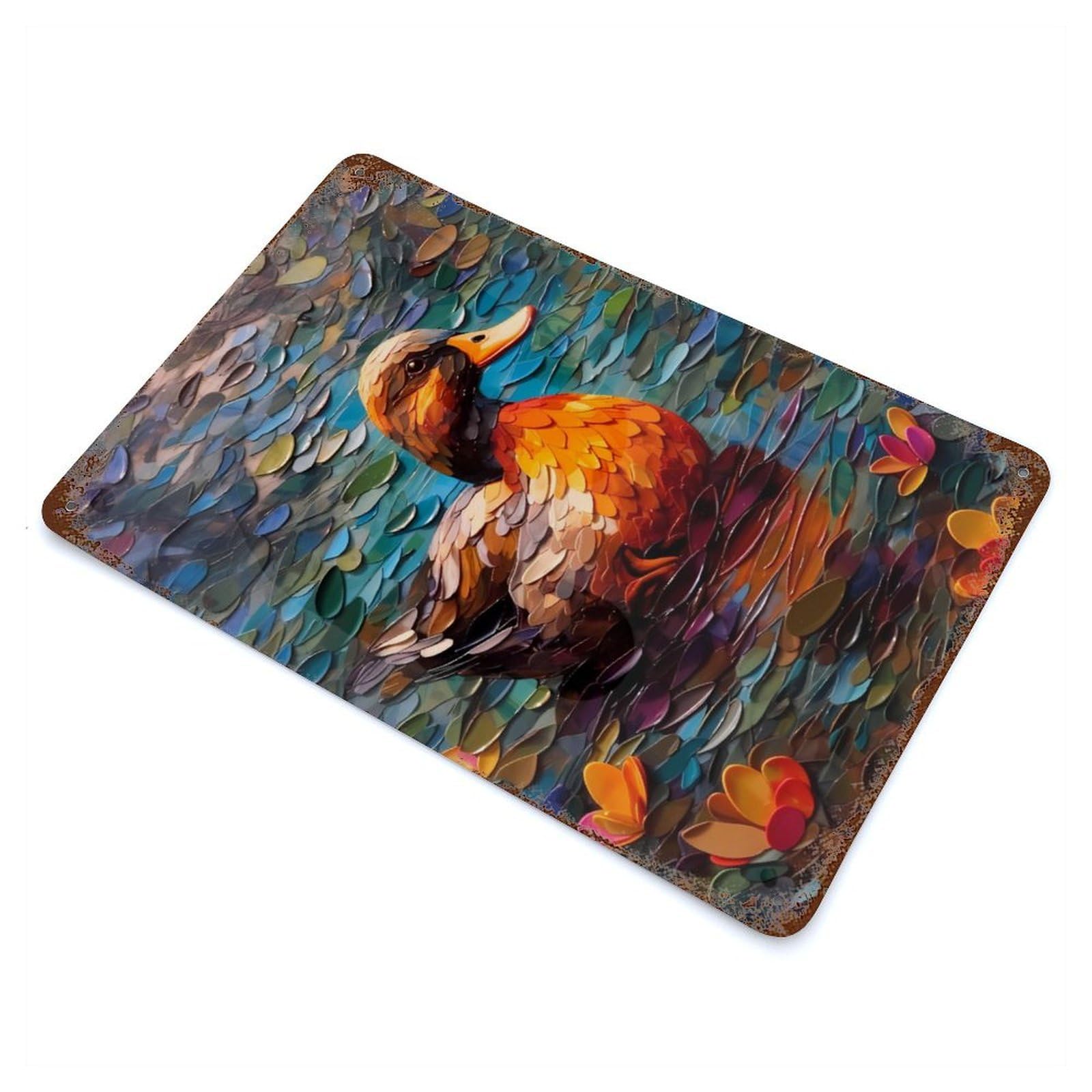Duck Color Decorative Tin Sign 11.8"x7.9", Rustic Home Decor for Garage, Pub Or Kitchen