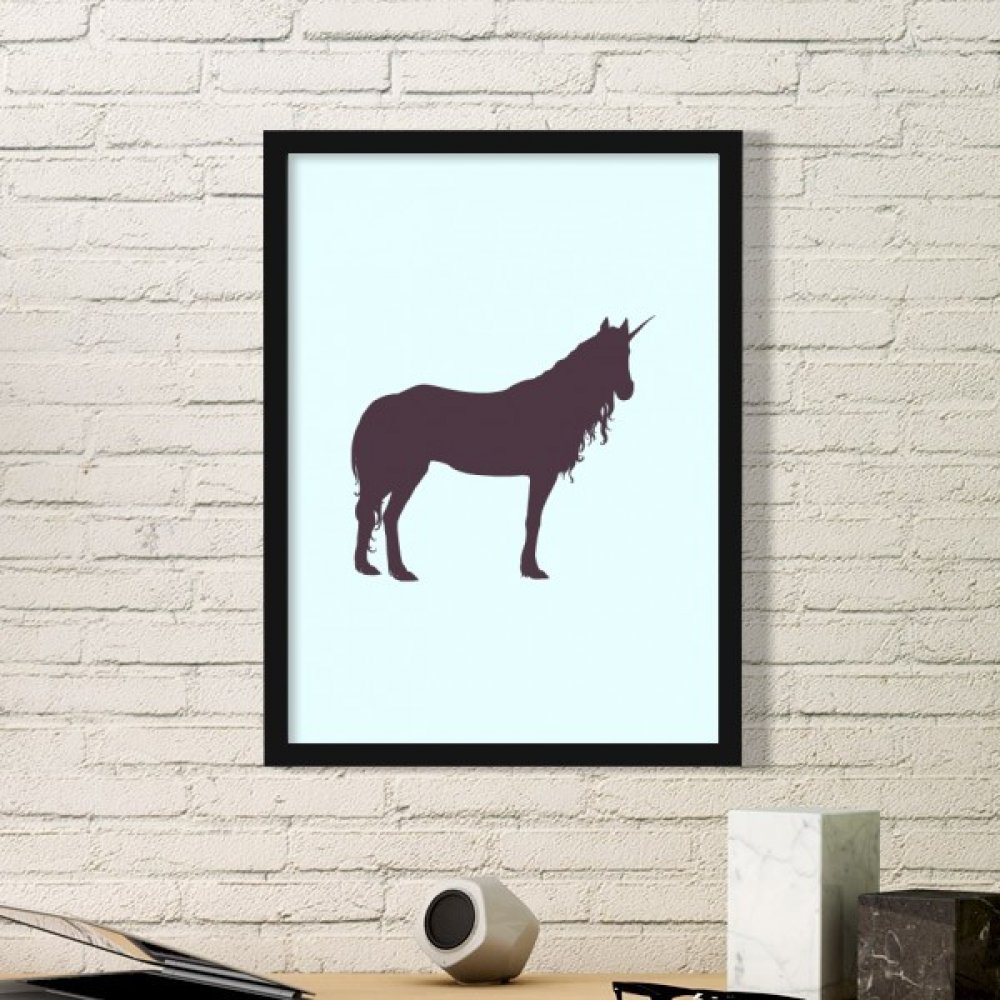 Cadre photo rectangle licorne cadeau original en bois noir pour anniversaire