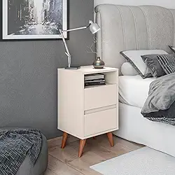 Mesa de Cabeceira Like 02 Gavetas com 01 Nicho (Off White)