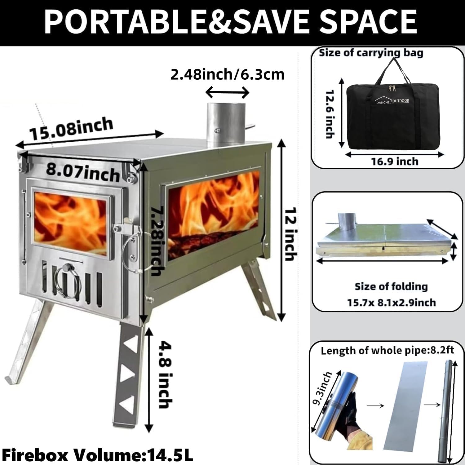 Amazon.com: DANCHEL OUTDOOR HS6 Collapsible Hot Tent Stove 304