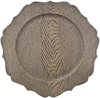 Balsa Circle 6 Rustic Natural 13 in Wooden Round Acrylic Charger Plates | 13-Inch Scalloped Trim Serving Dinnerware Set for Dinner Wedding Party Reception Catering Decorations