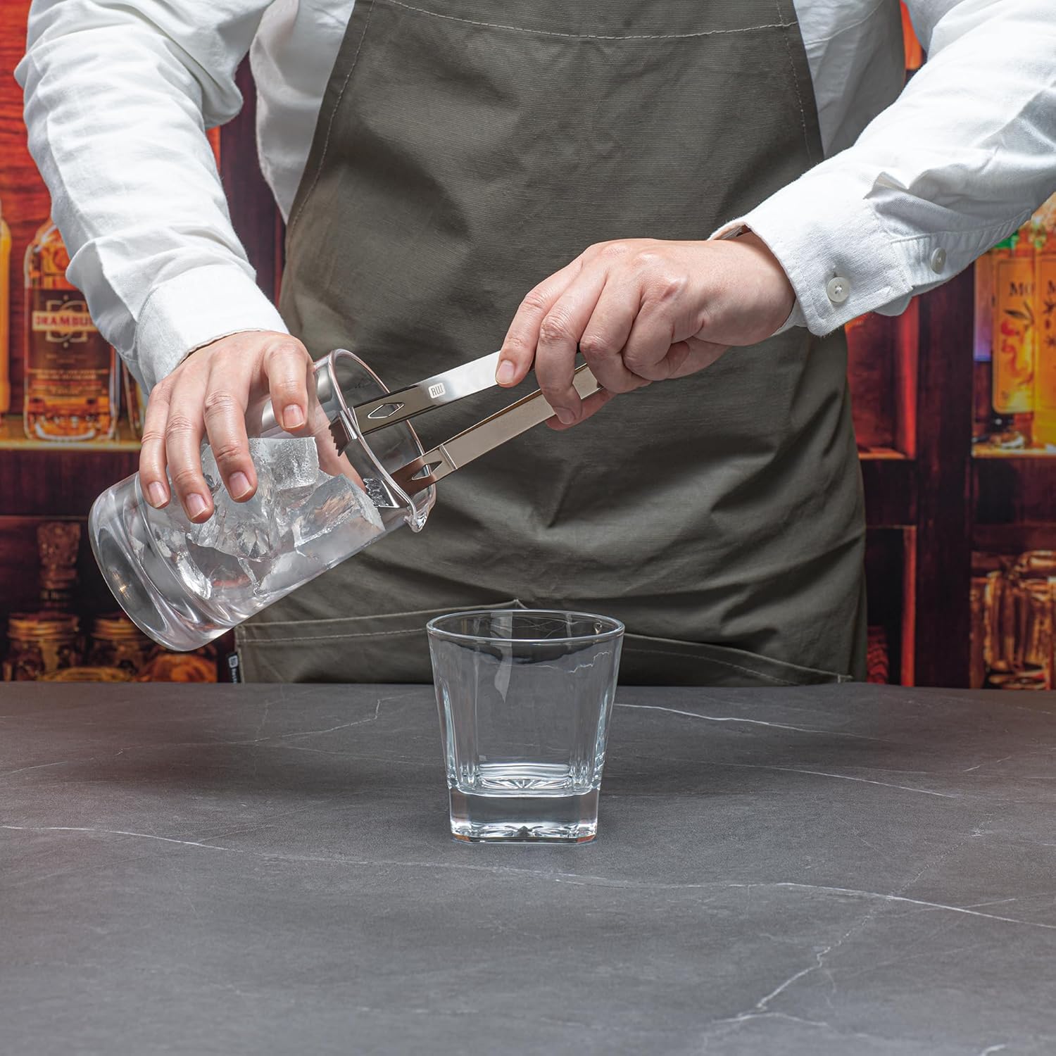 ProKitchen Stainless Steel Ice Tong Diamond for Cocktails - with Claw Grip Teeth, Ergonomic Grip Metal Tongs, Ice Picker for Bar and Home - Copper 1