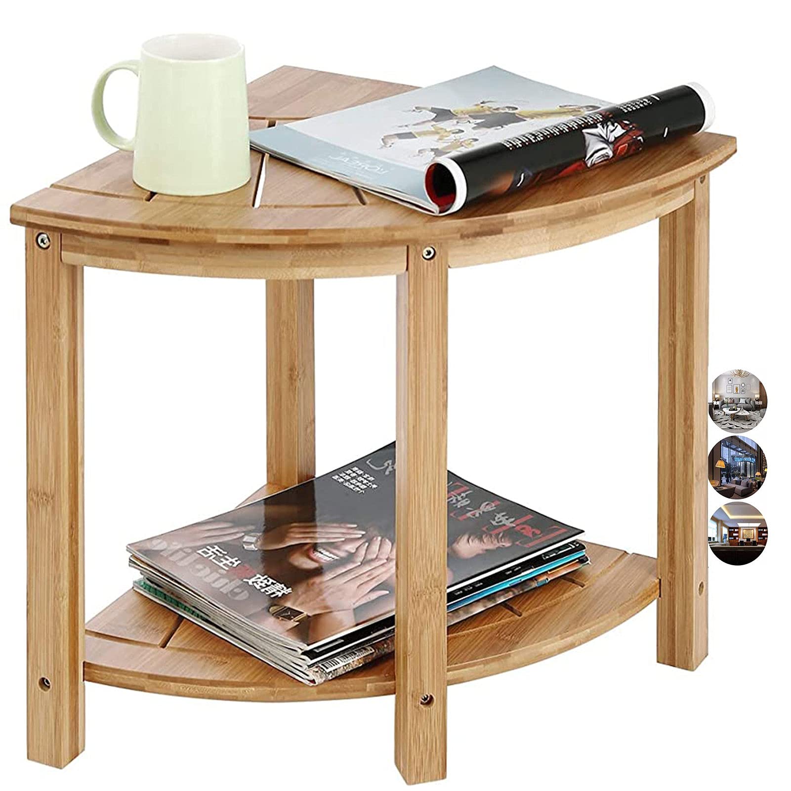 KLZUOPT Exquisite Bathroom Shelves Bamboo Modern Shower Seat Bench Waterproof Shower Corner Stool with Bottom Shelf Wood Bench