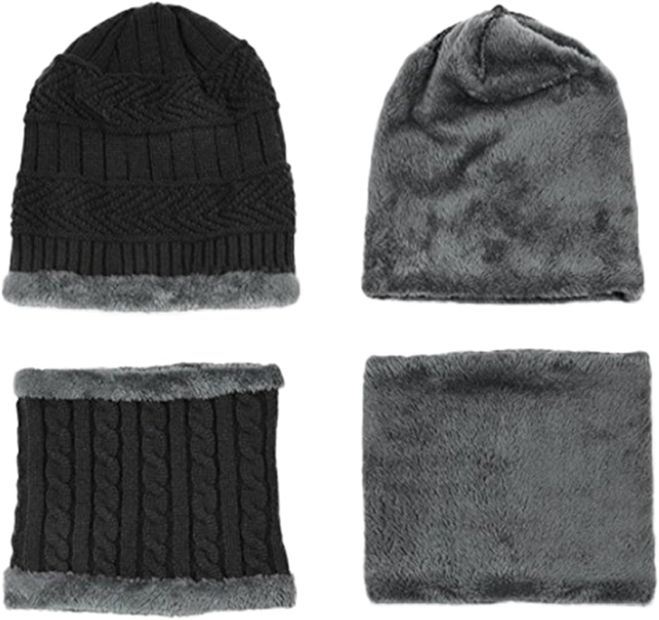 Kids Winter Thick Beanie Hat Scarf Set Slouchy Warm Snow Knit Skull Cap - Image 3