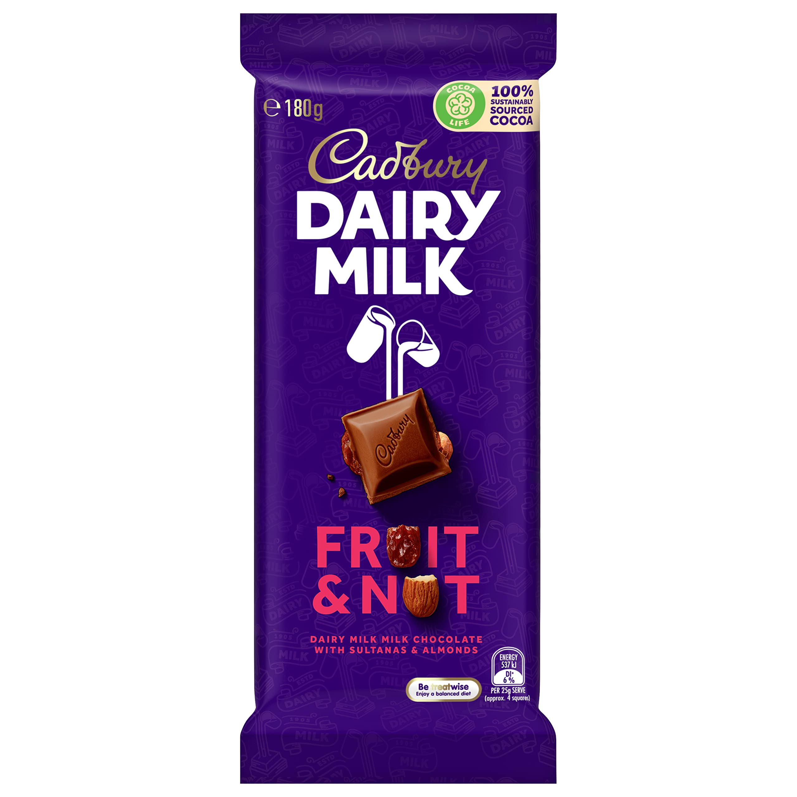 Cadbury Dairy Milk Fruit & Nut Milk Chocolate Block 180Gram (B07T1T1W1B) Amazon Price History, Amazon Price Tracker