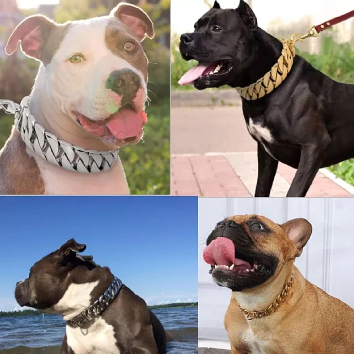 Big Dog Chain Collar with Buckle Strong Heavy Duty, 32mm Cuban Link Walking Training Collar with Design Safety Buckle, Stainless Steel Metal Cuban Link Chain Collar,Rose Gold,45cm/18in