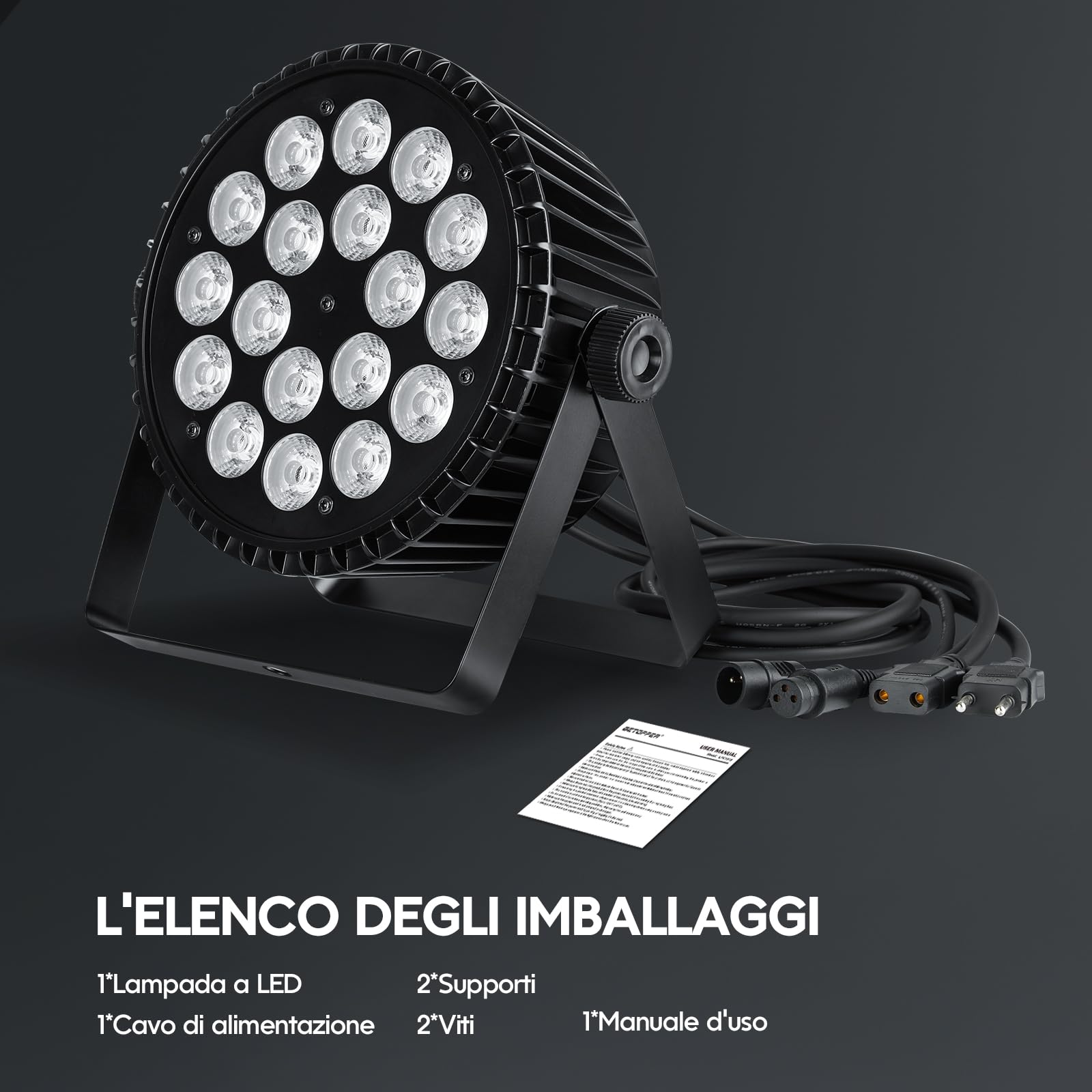 BETOPPER PAR LED 18×18W, 6-in-1 RGB+Ambra+ Lime+UV Luci Discoteca(CRI/RA>95), Luce Nera Strobo/Wash, DMX512/Auto/Suono/Master-Slave, per DJ, Feste, Matrimoni, Club (1)