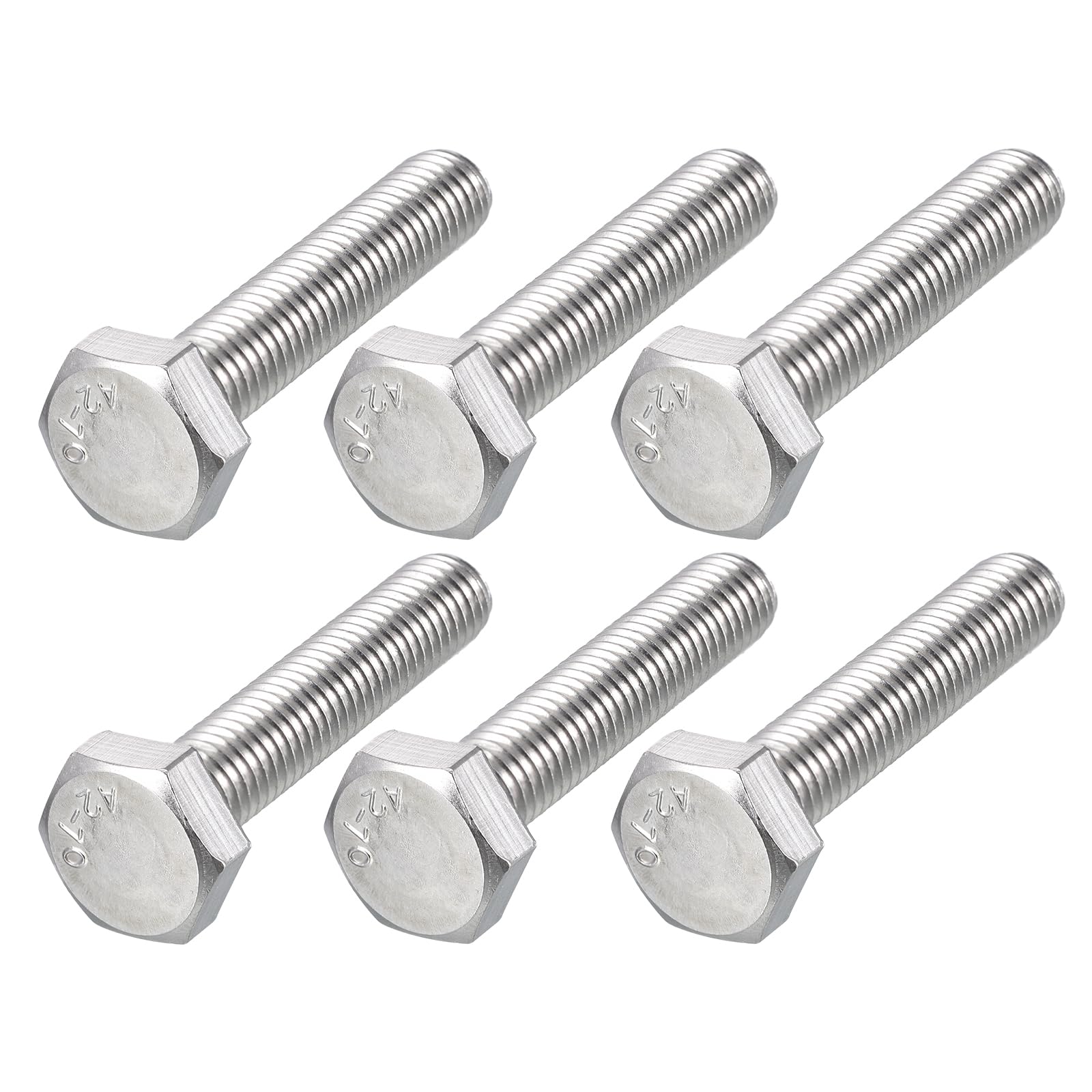 METALLIXITY Hex Bolts (M10-1.5x50mm) 6Pcs, 304 Stainless Steel Coarse Fully Threaded Hex Head Screw Bolt Machine Screws