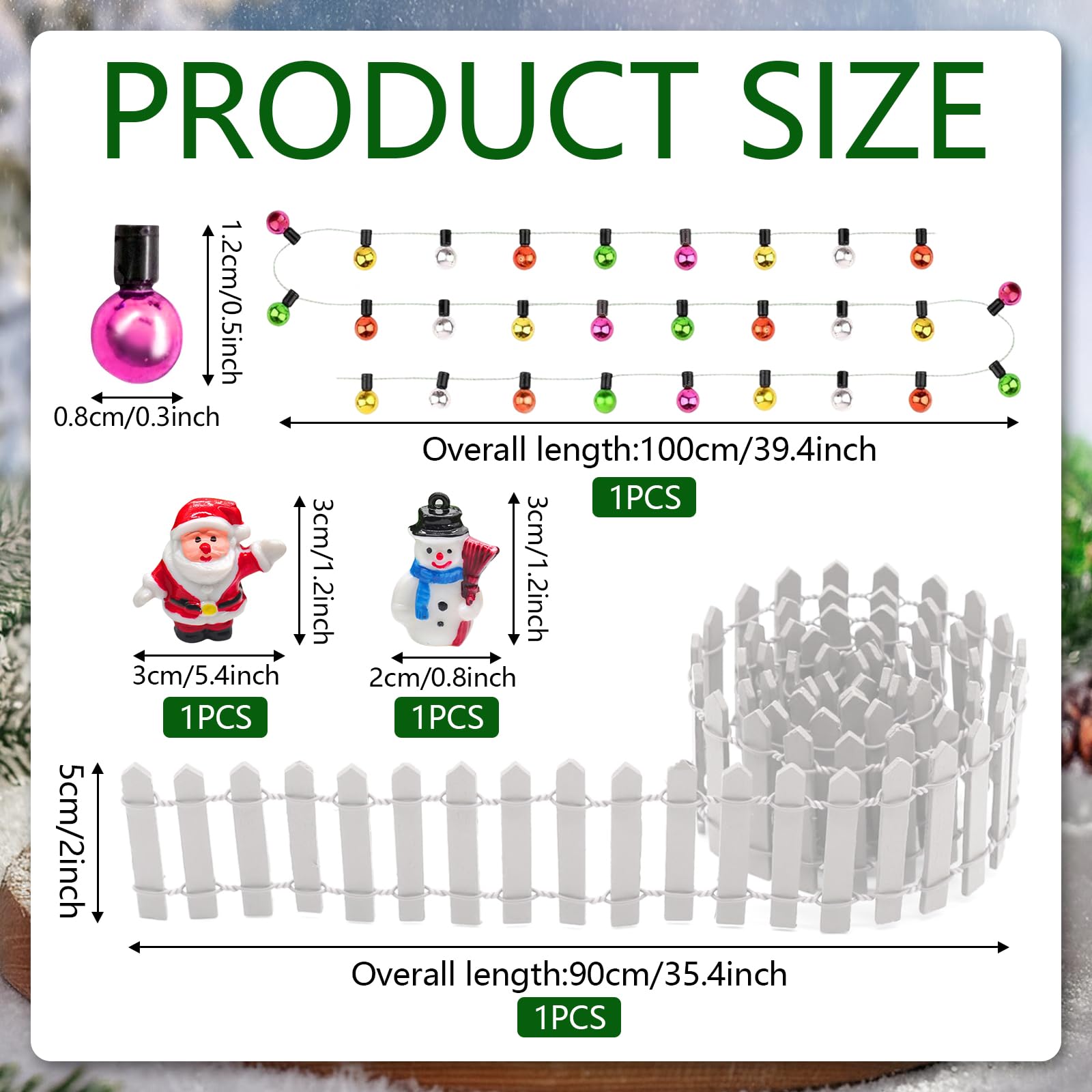 Clôture Miniature De Jardin 90 Cm Avec Guirlande Lumineuse – Décoration Noël, Maison De Poupée, Modèle Réduit