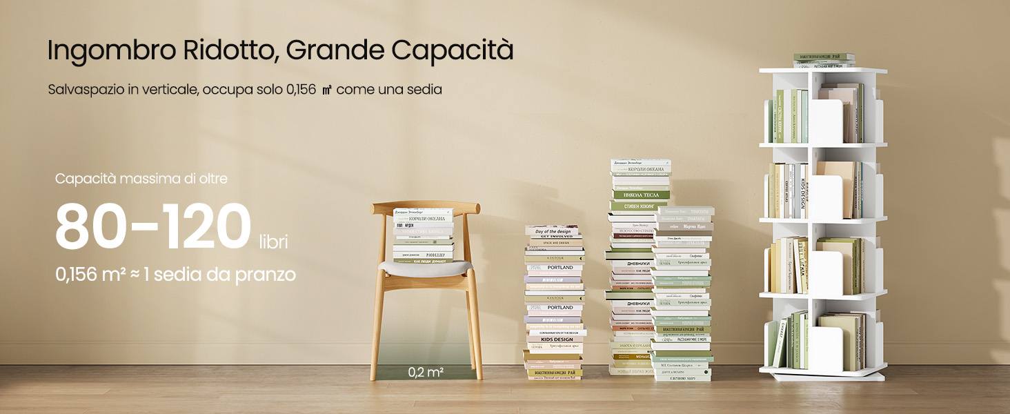 Shinpeed Libreria Girevole 4 Ripiani 360° – 40x40x128 Cm, Nero, Versatile E Salvaspazio Per Libri E Collezioni