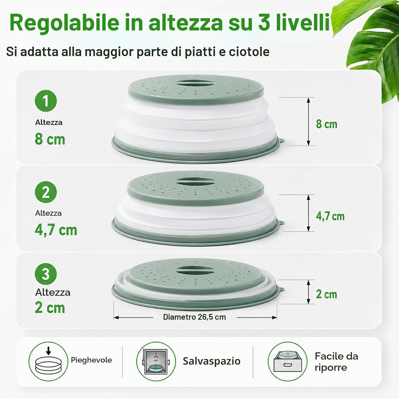 2 Pezzi Pieghevole Coperchio Microonde, Coperchio per Microonde, Coperchio Pieghevole Antischizzi, Coperchio Piatto Microonde, Con Manico Copertura per Microonde Pieghevole, per Frutta (Grigio, Blu)
