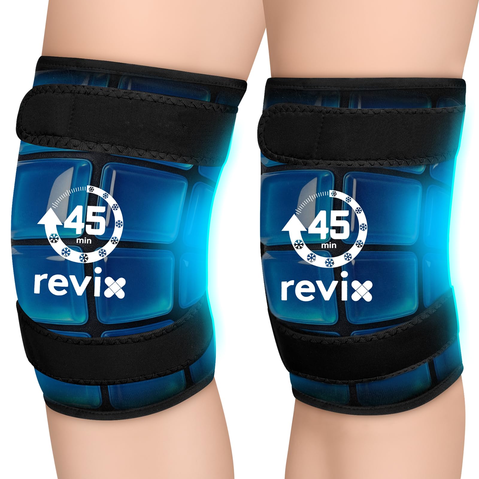 REVIX 2 Packs Knee Ice Pack Wrap 45-Minute Long-Lasting Ice Pack for Knees with Ice Grid Gel Design