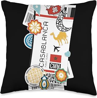 World Travel Ticket Gifts and Accessories Airport and Airline Tags-Boarding Pass of Casablanca Throw Pillow, 16x16, Multicolor