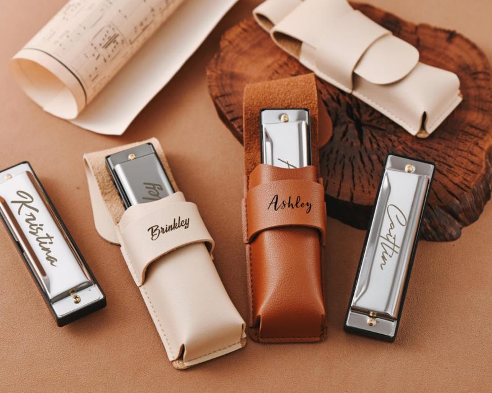 Harmonica gravé personnalisé en acier inoxydable pour adultes, hommes, débutants et étudiants, cadeau pour papa, Groomsme (noir)