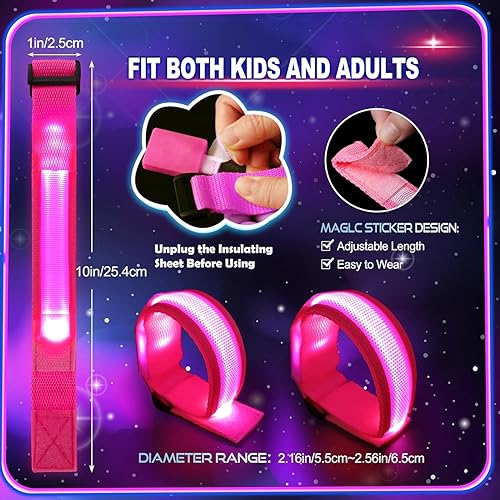 Miniatura 2 de GIFTINBOX 126 pulseras con luz LED para niños y adultos, muñequeras de brazo intermitentes que brillan en la oscuridad, suministros de fiesta para