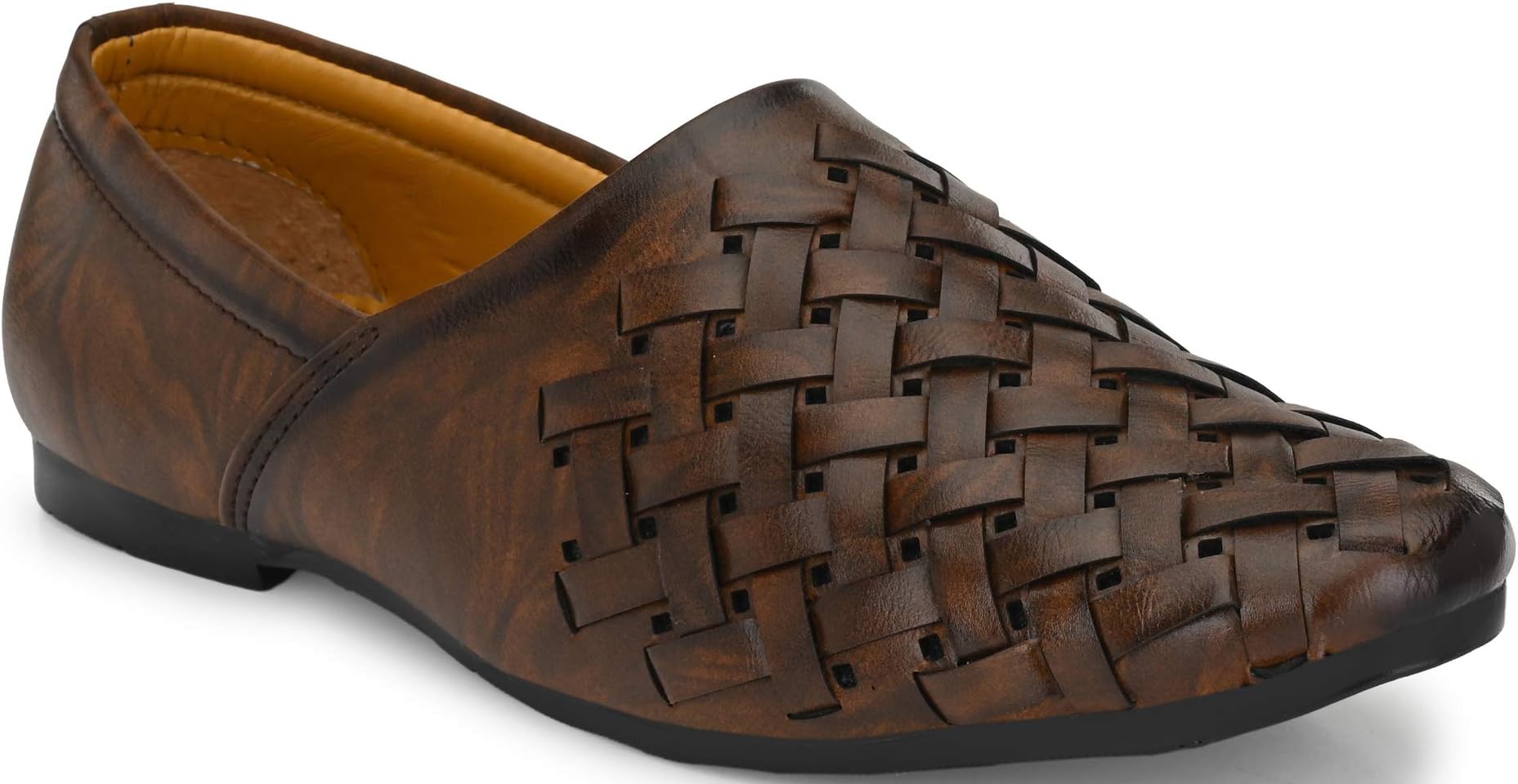 Black Men's Loafer Shoe/Penny Loafers/Designer Loafer Shoes Synthetic Leather Lazer Cut Weaved Casual Shoe for Men