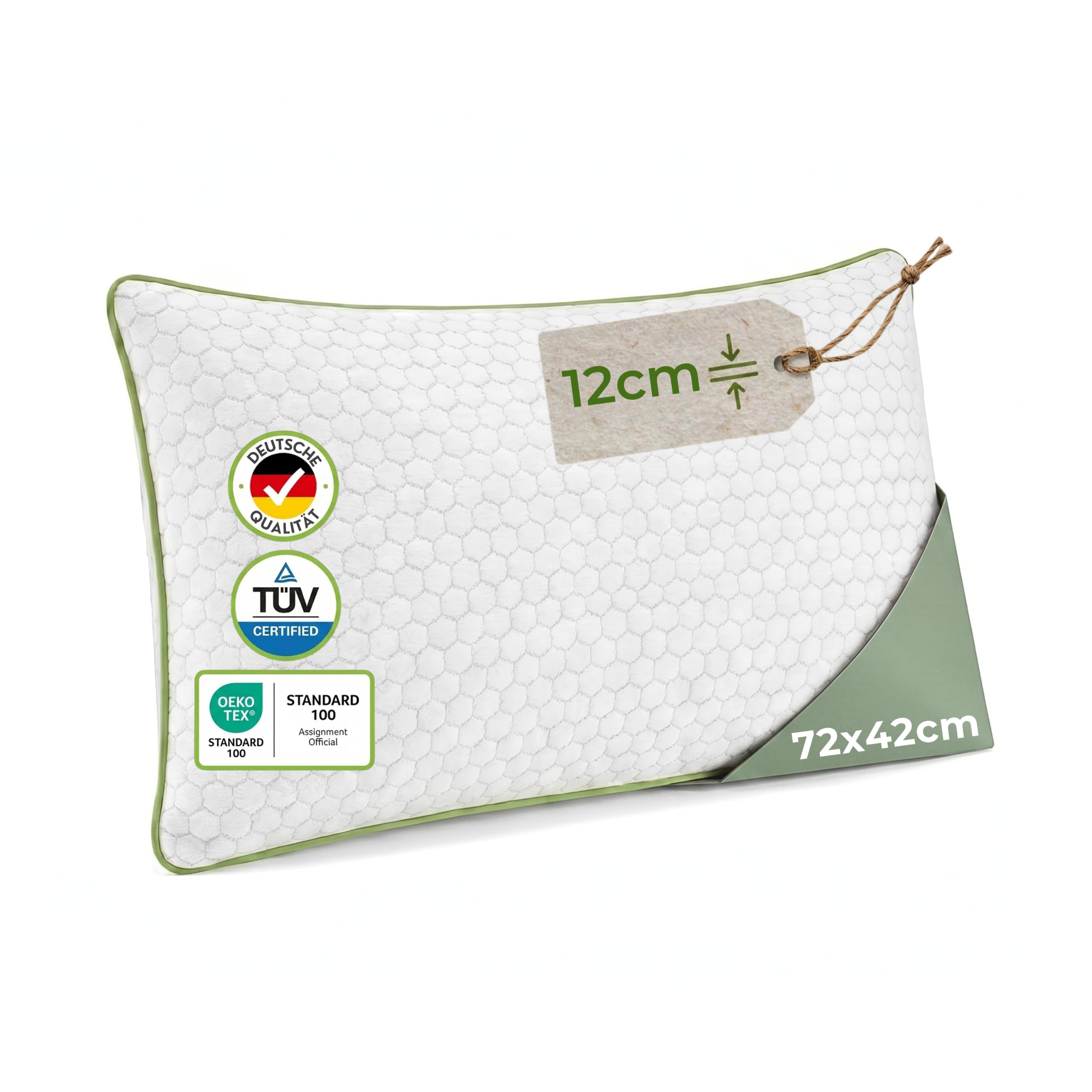 Limarmo Ergonomisches Nackenstützkissen Memory Visco Gelschaum Kopfkissen Für Seiten- Und Rückenschläfer Weiß | Kissen Aus Memory-Gelschaum Für Seiten- Und Rückenschläfer; Deutsche Qualität, Maße 71 X 42 X 12 Cm.