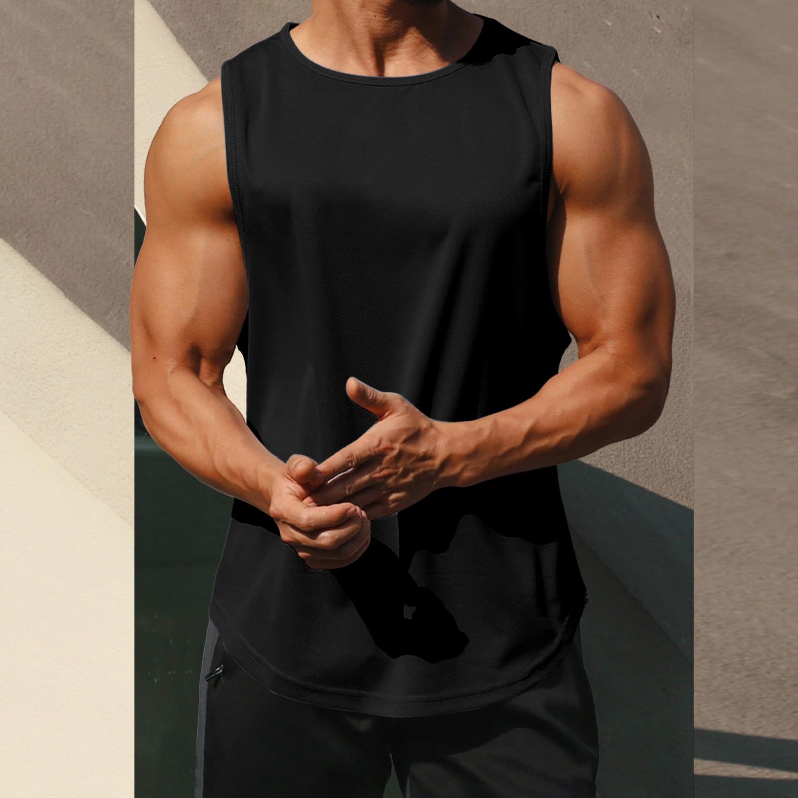 Litthing Débardeurs de Course pour Hommes Tank Top sans Manches T-Shirt | Séchage Rapide, Gymnastique, Les Entraînements, Été Lâche, Décontracté Respirant