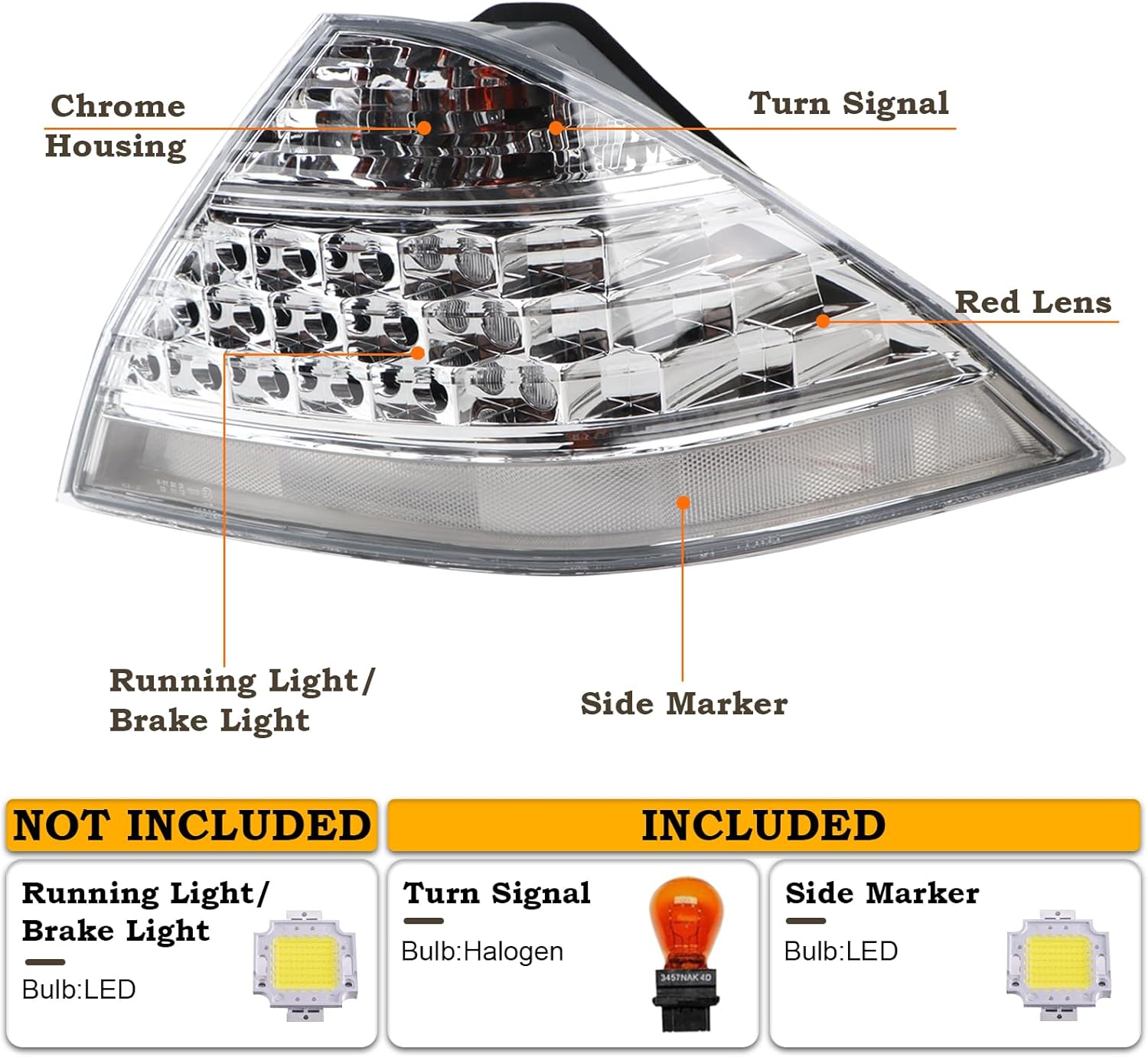 A Pair Tail Light Assembly Fit for 2006 2007 Honda Accord Sedan 4-Door Rear Light Left Driver and Right Passenger Side Rear Lamp Crystal Rear Brake Taillamp Clear Lens 33551-SDA-A32 HO2819130