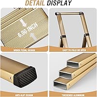 Vista 2 de HBTower Escalera de 4 escalones, escalera de aluminio con pasamanos, taburete plegable para adultos, capacidad de 330 libras, escalera resistente